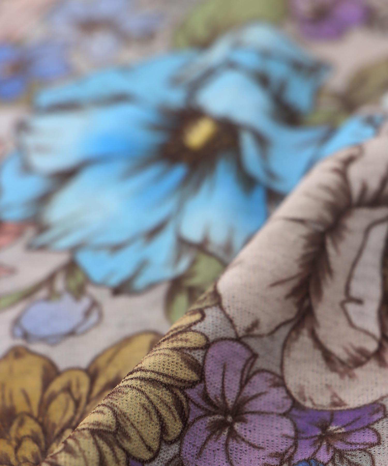 レトロフラワー柄シアープルオーバー