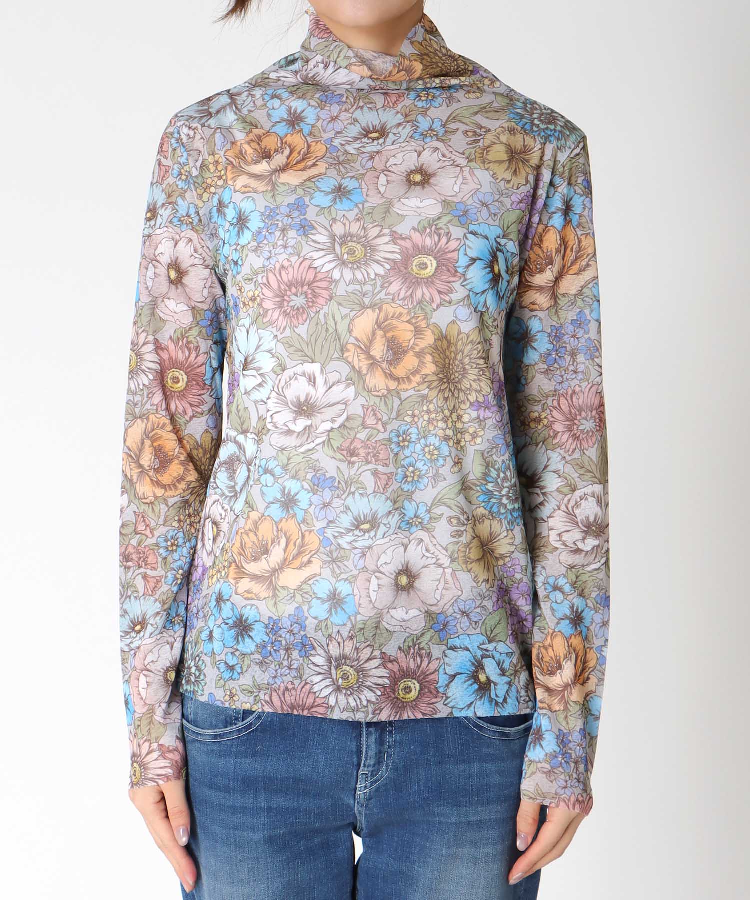 レトロフラワー柄シアープルオーバー