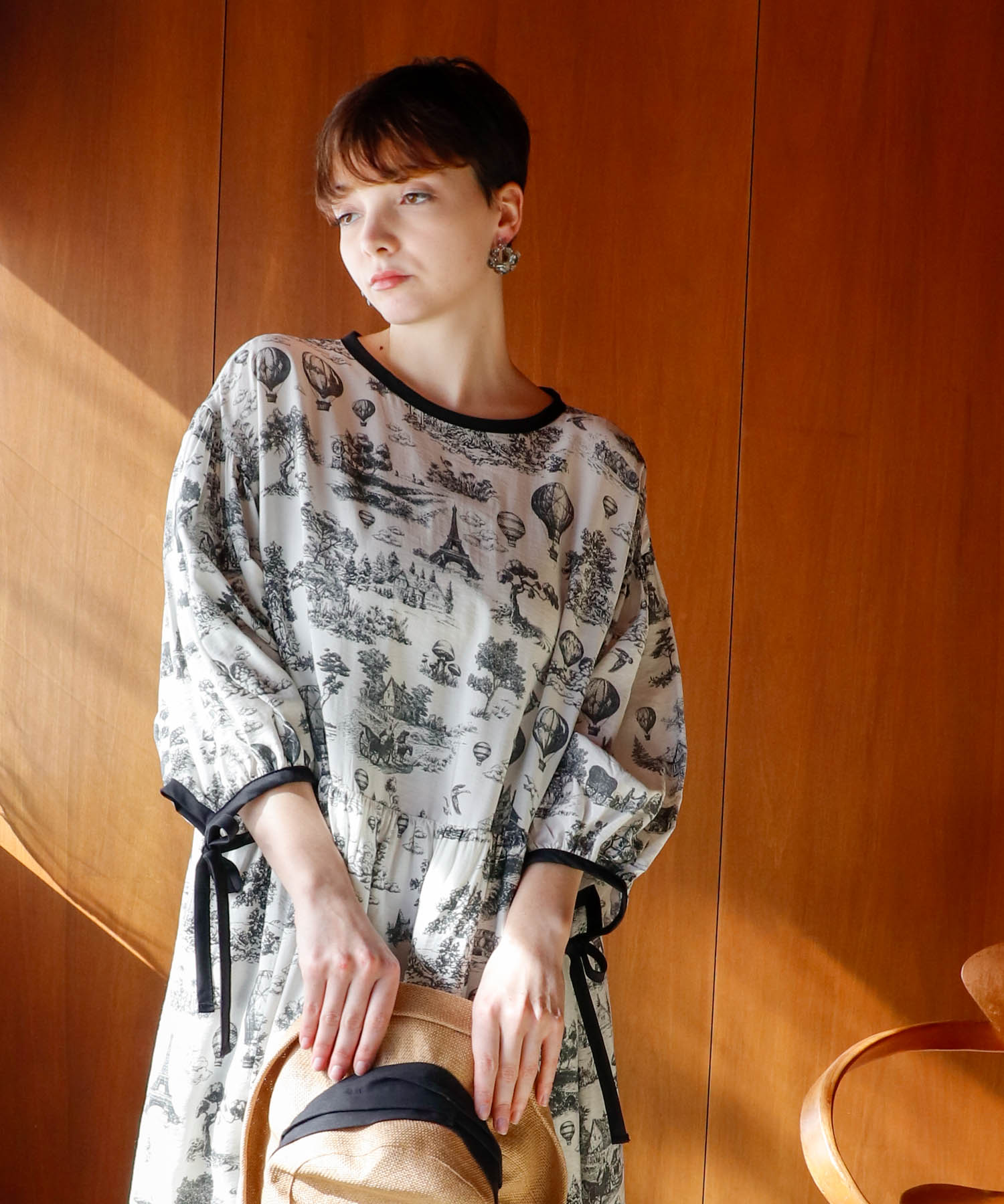 ビンテージ風景柄ワンピース