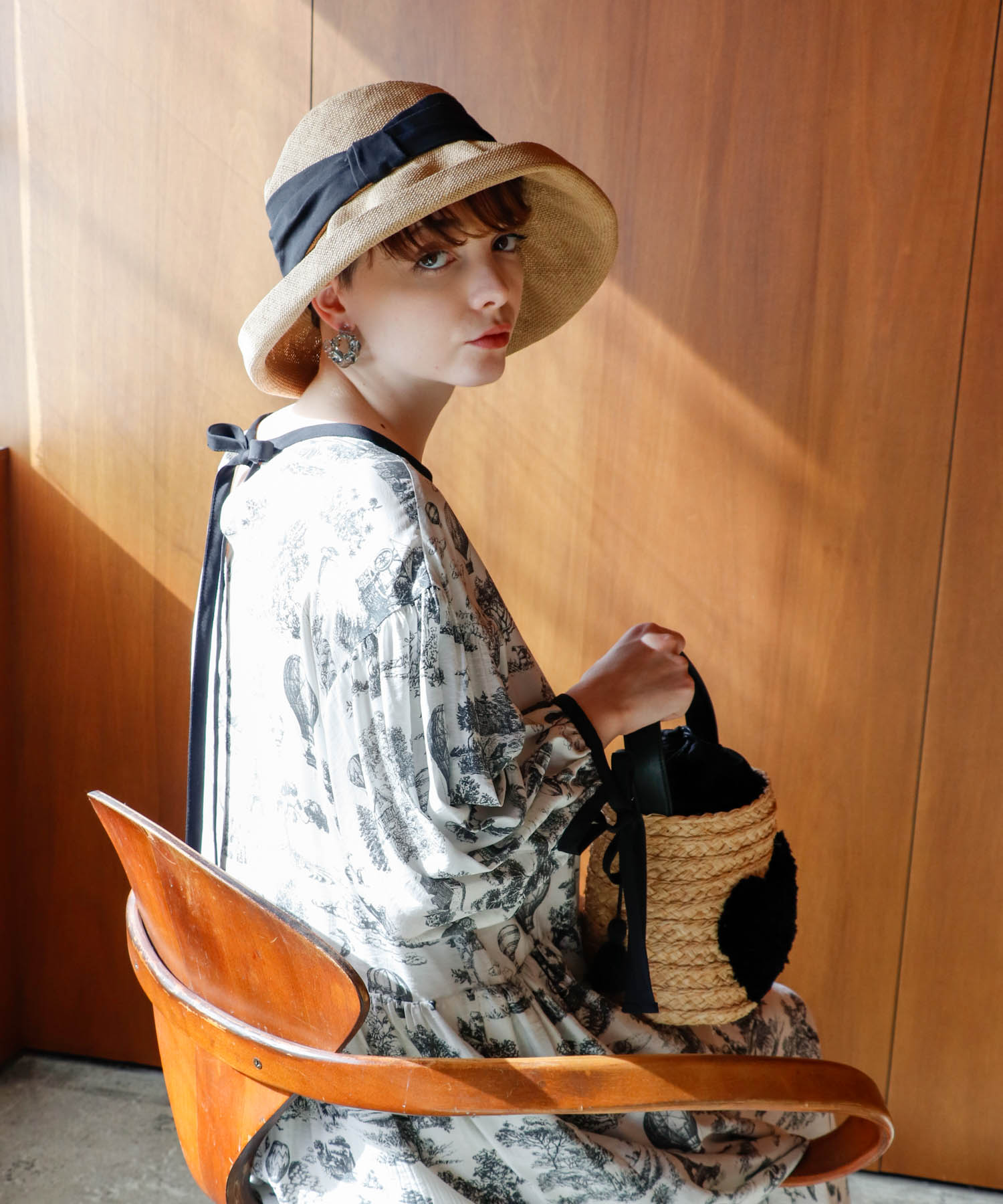 ビンテージ風景柄ワンピース