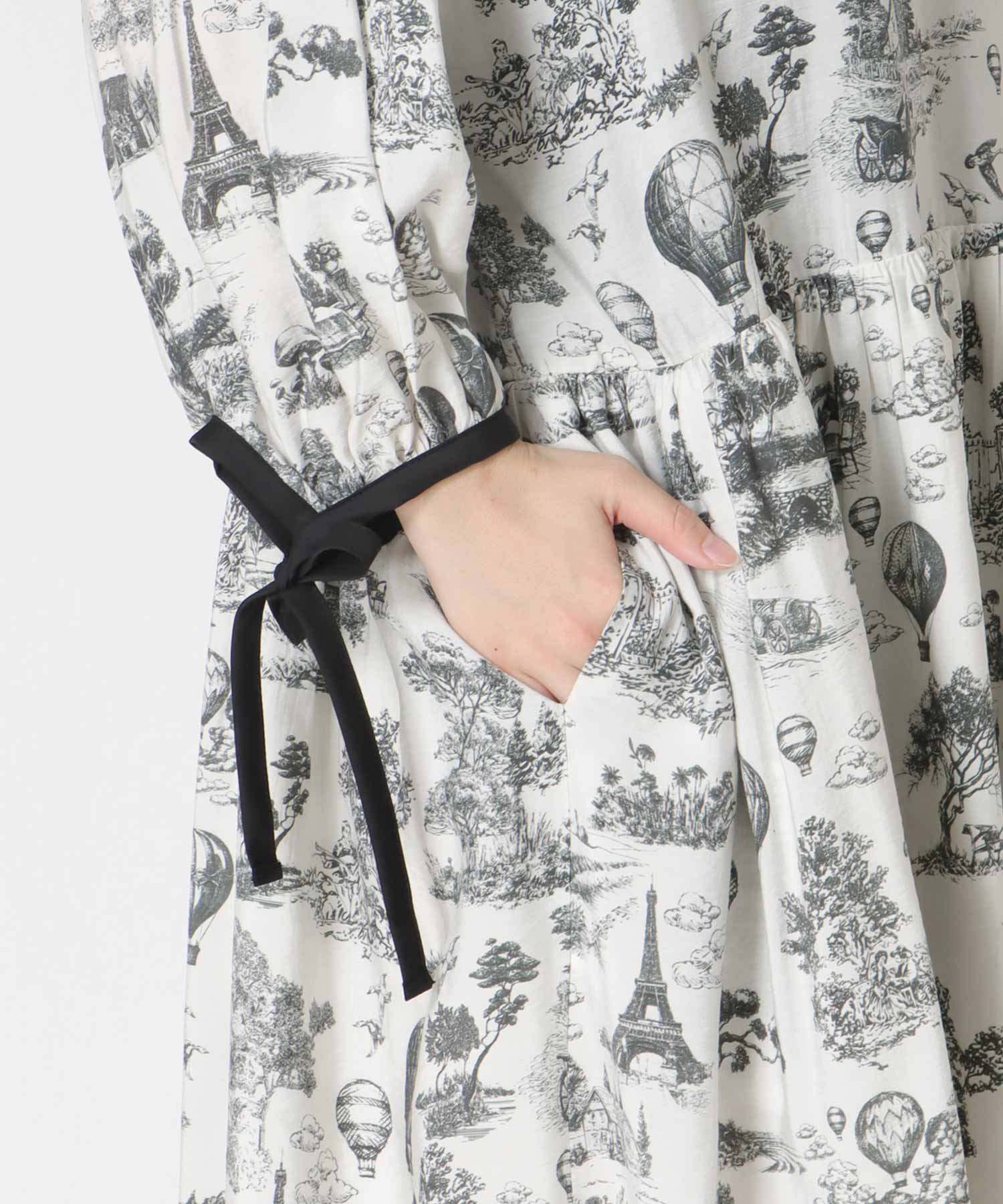 ビンテージ風景柄ワンピース