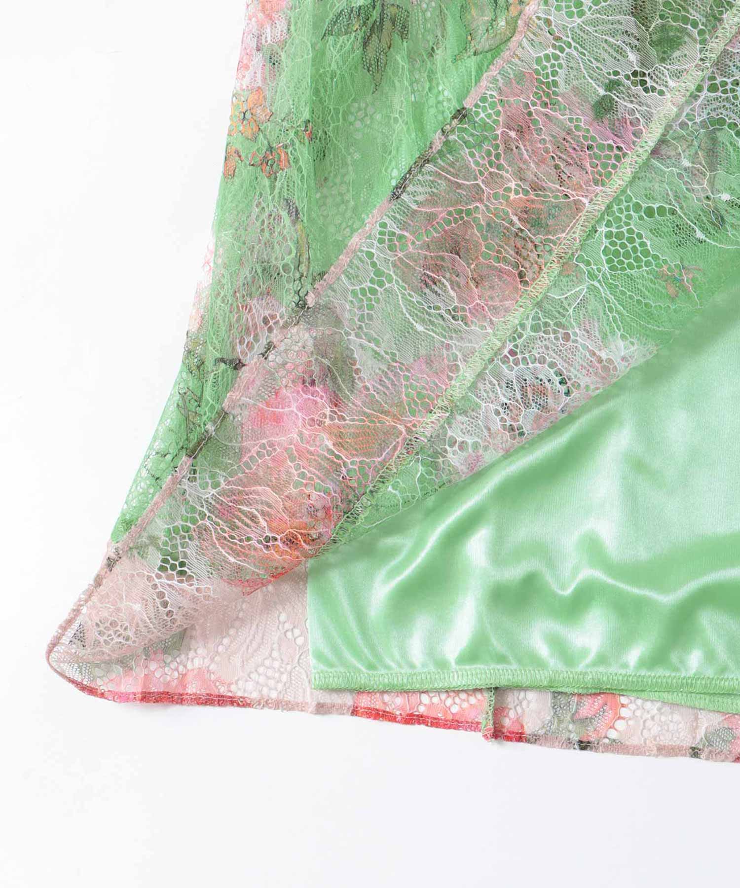 〔お家で試着〕ボカシフラワーレースプリーツスカート