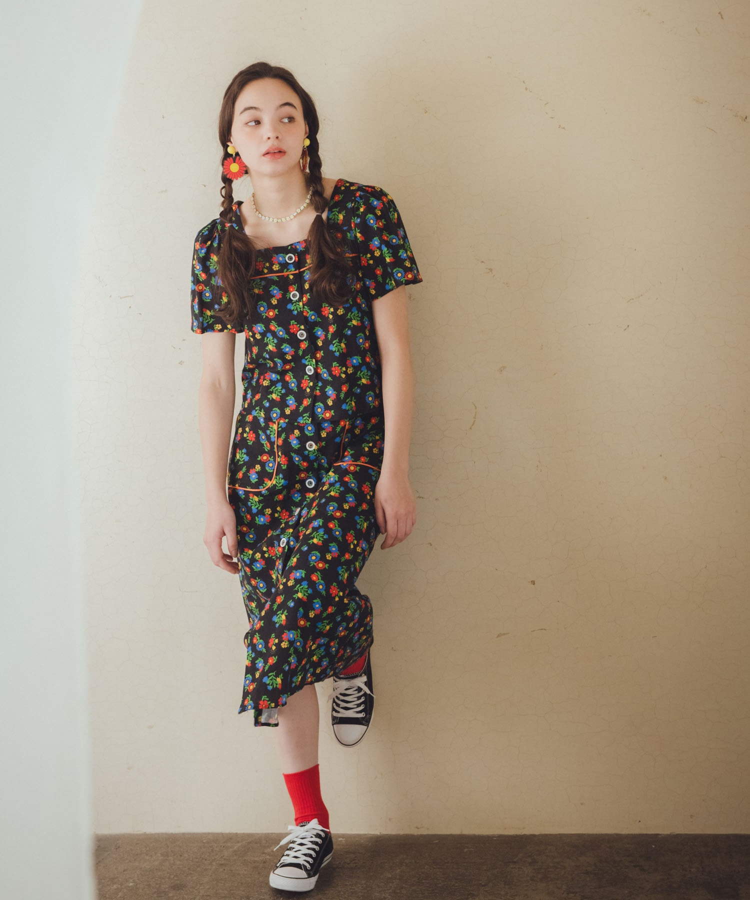 ≪4/16(木)予約開始≫レトロフラワー柄フロントボタンブラウス