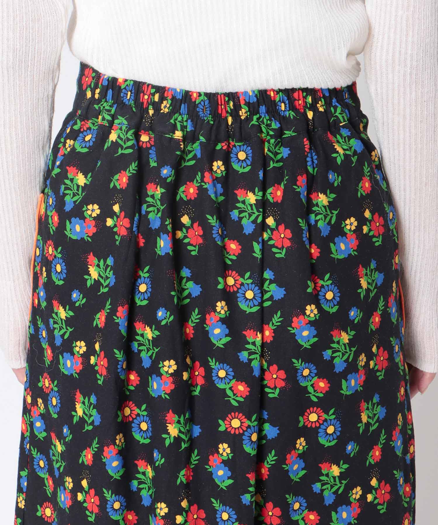 ≪4/16(木)予約開始≫レトロフラワー柄フロントボタンスカート