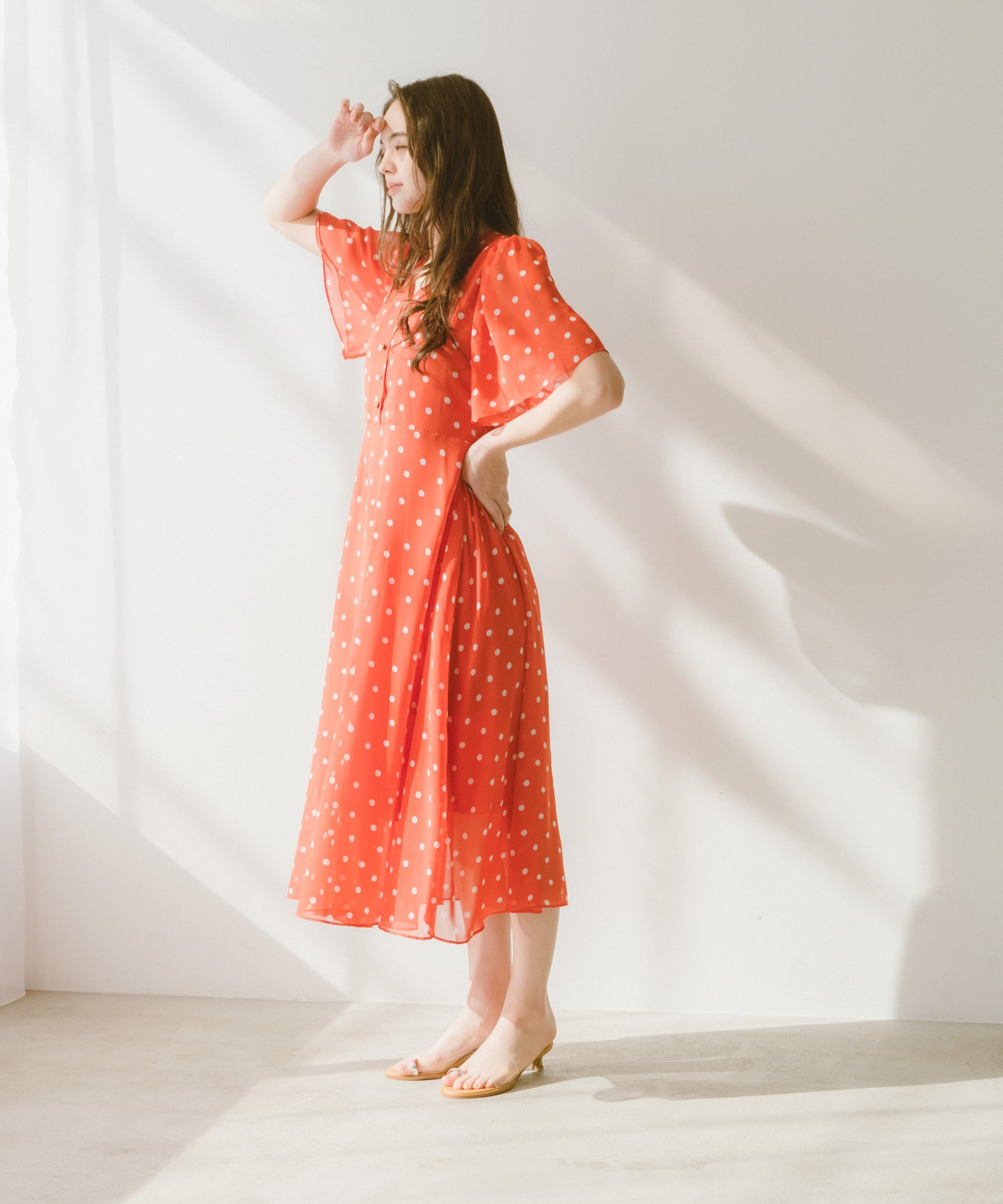 〔お家で試着〕ドット柄レトロワンピース