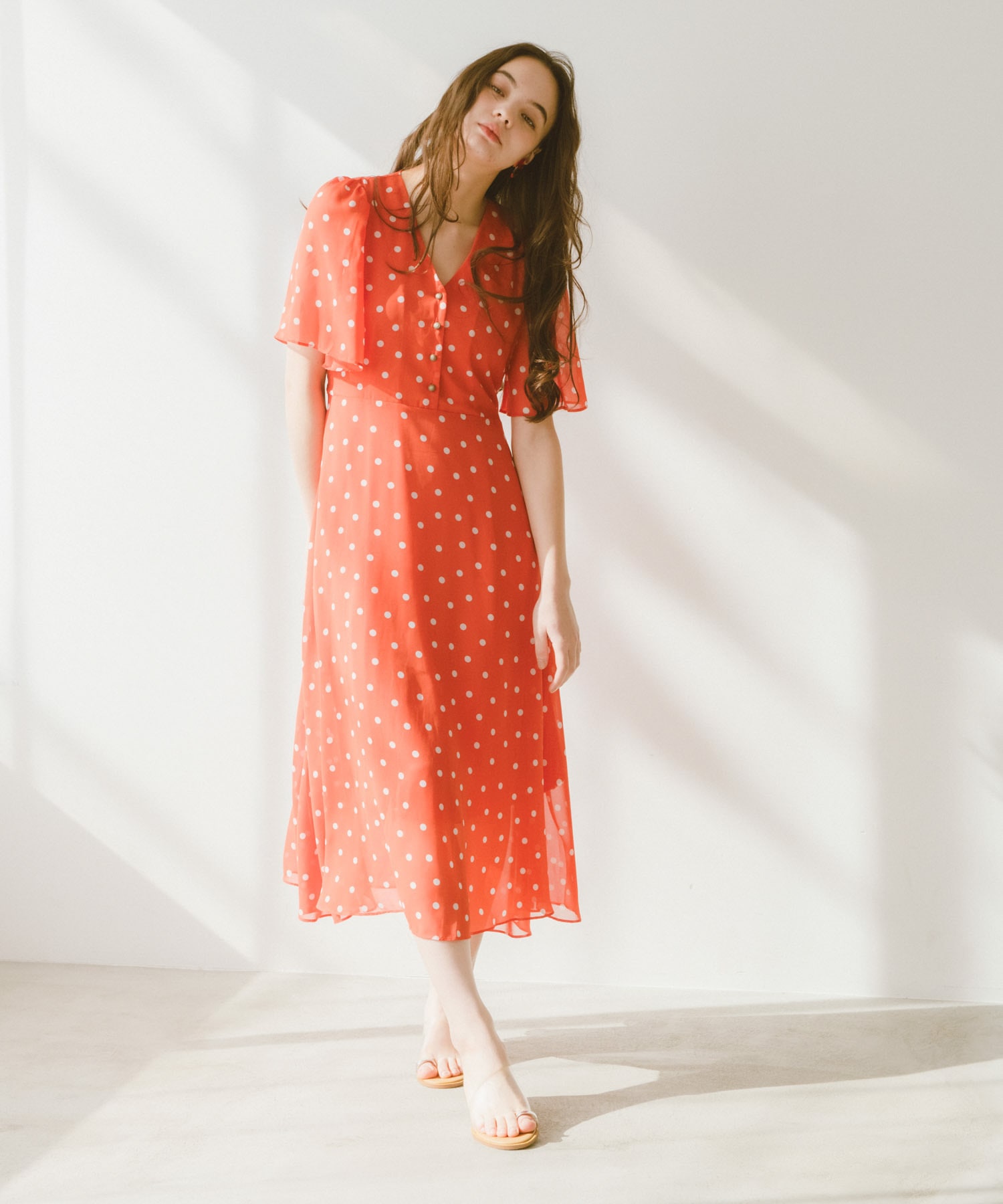 〔お家で試着〕ドット柄レトロワンピース