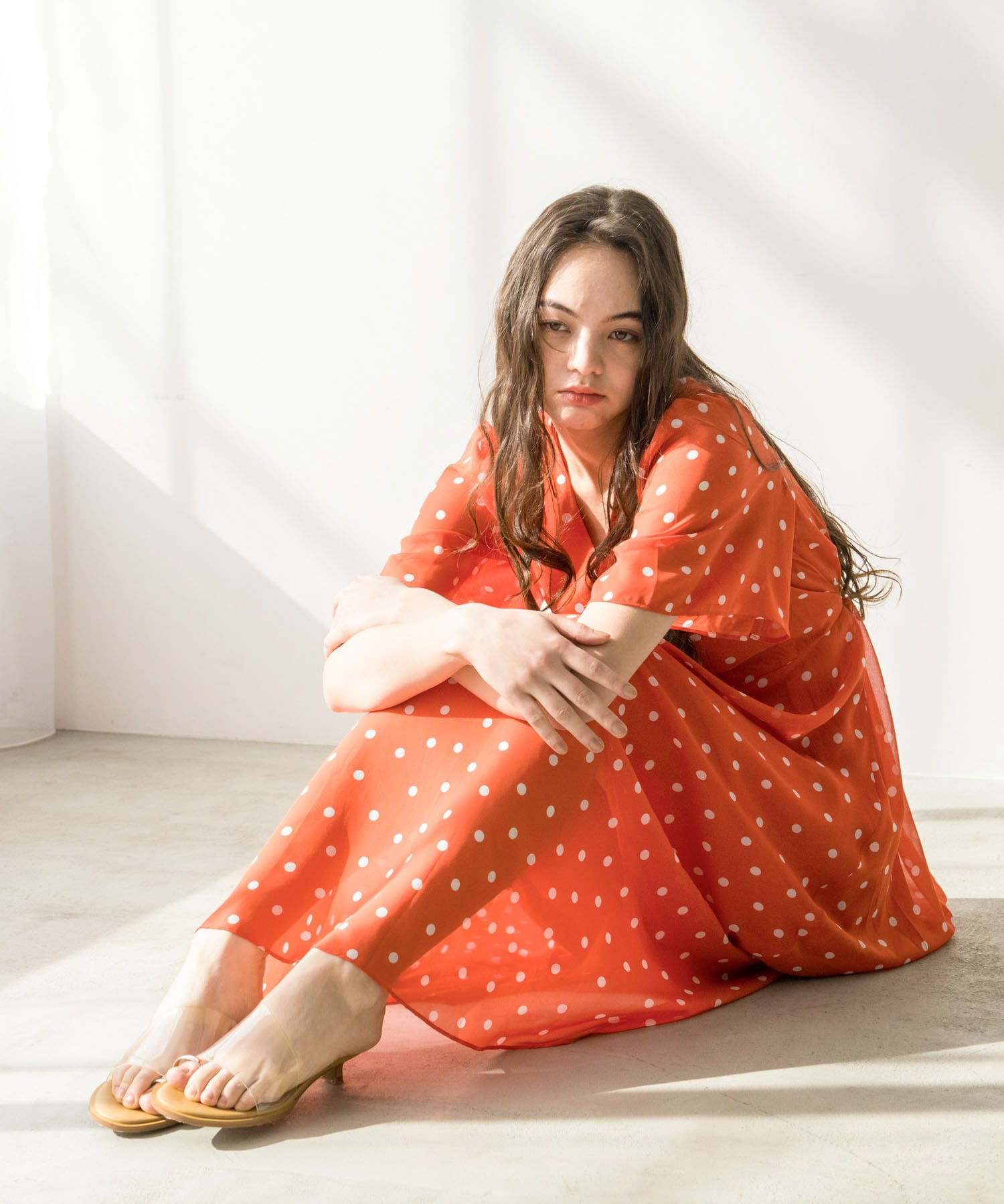 〔お家で試着〕ドット柄レトロワンピース