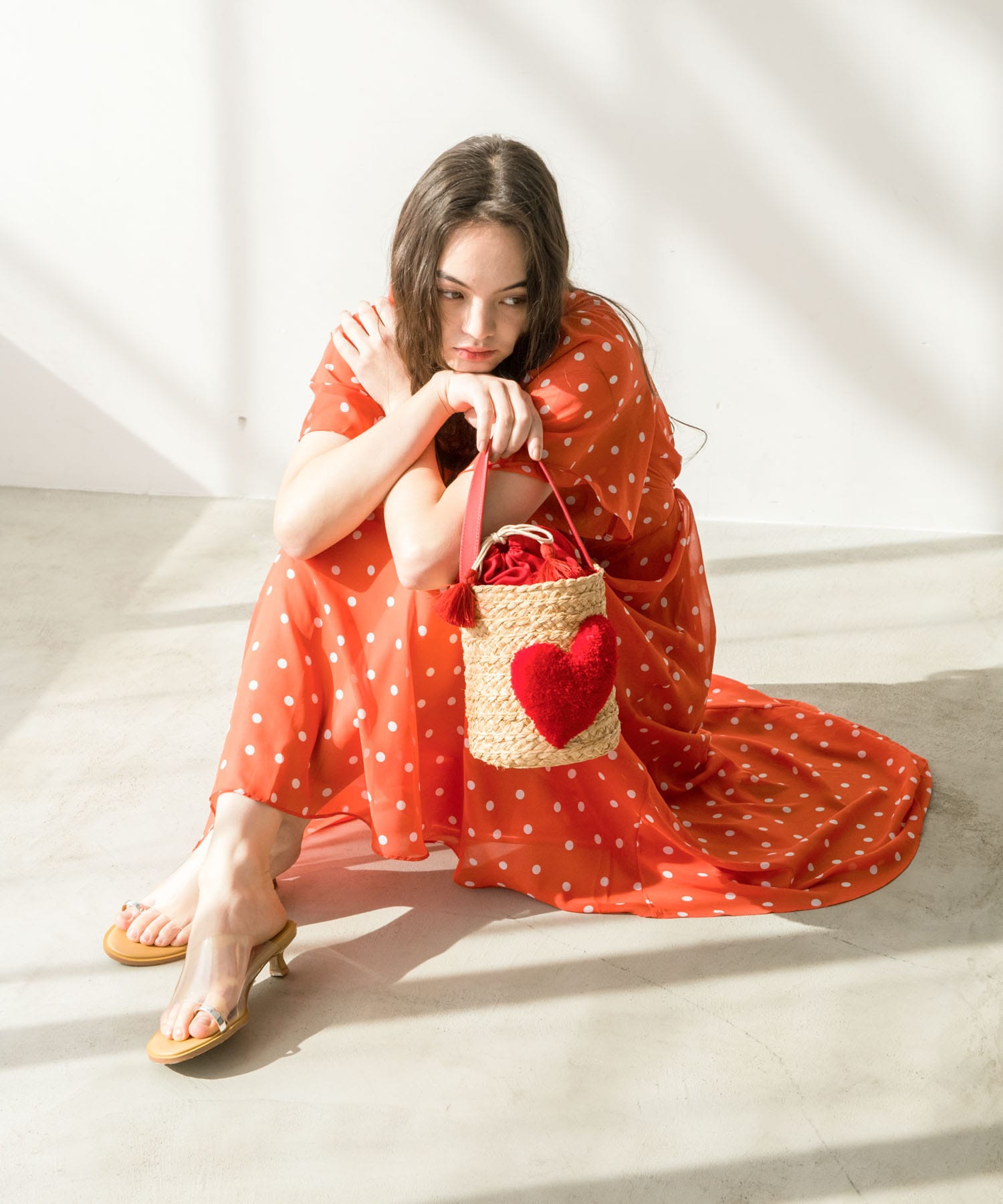 〔お家で試着〕ドット柄レトロワンピース