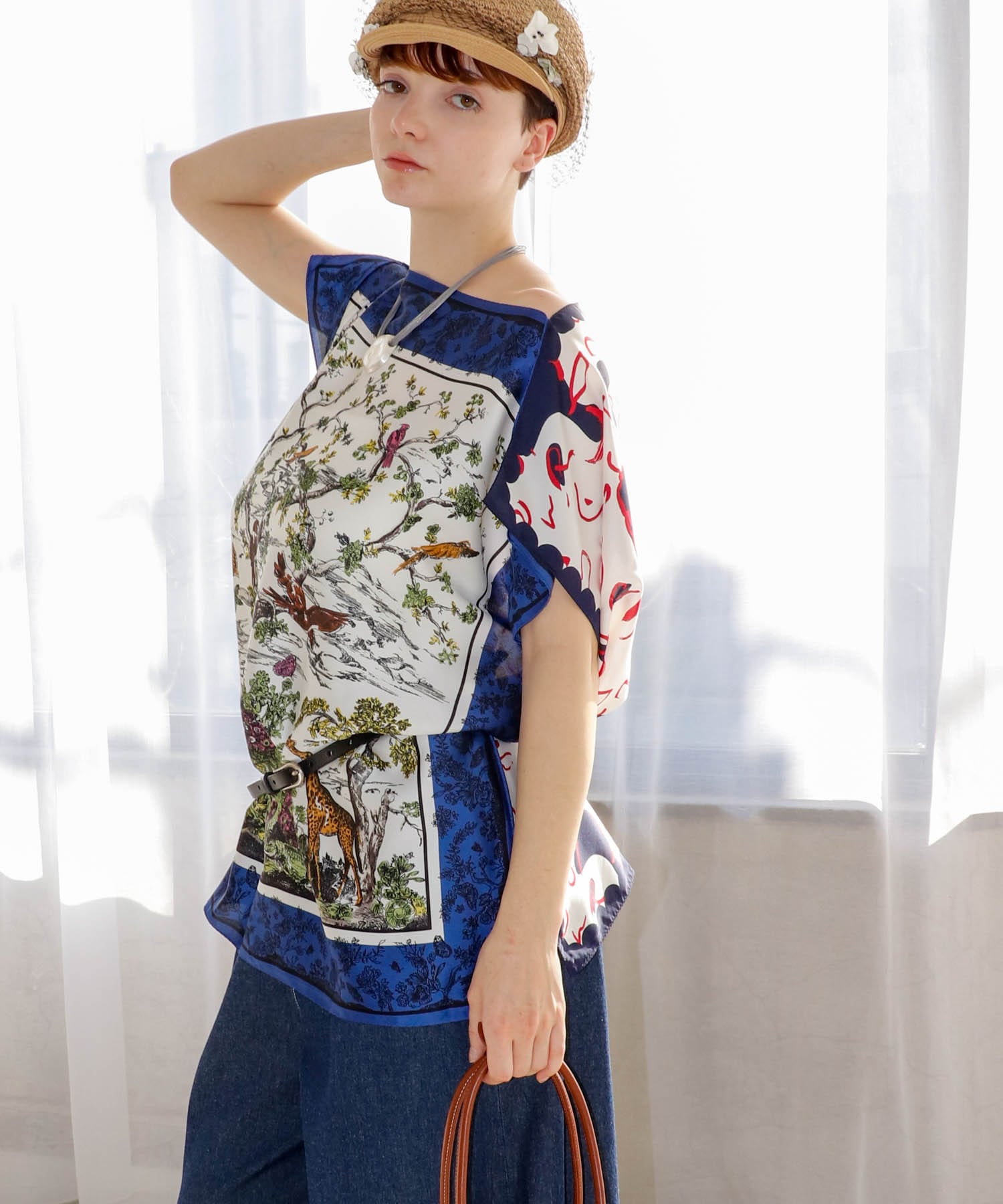 スカーフリメイク風ブラウス