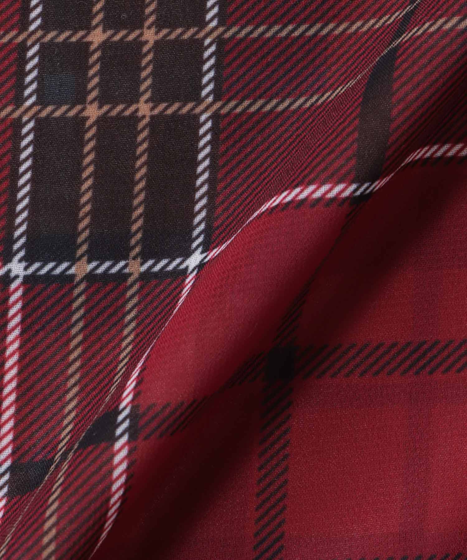 〔お家で試着〕ランダムチェック柄レイヤードワンピース