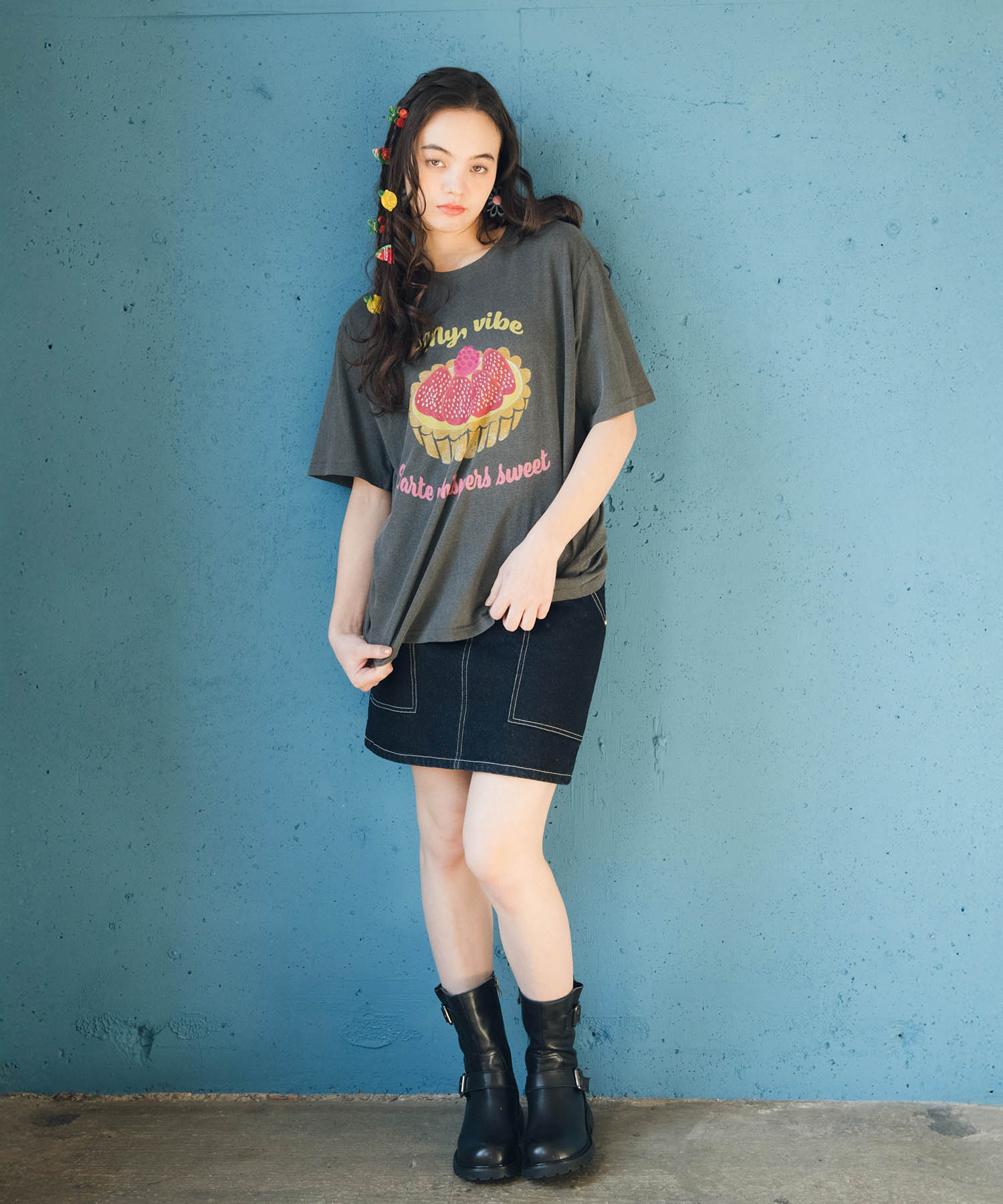 【2/26(木)12時予約開始】イチゴタルト柄Tシャツ