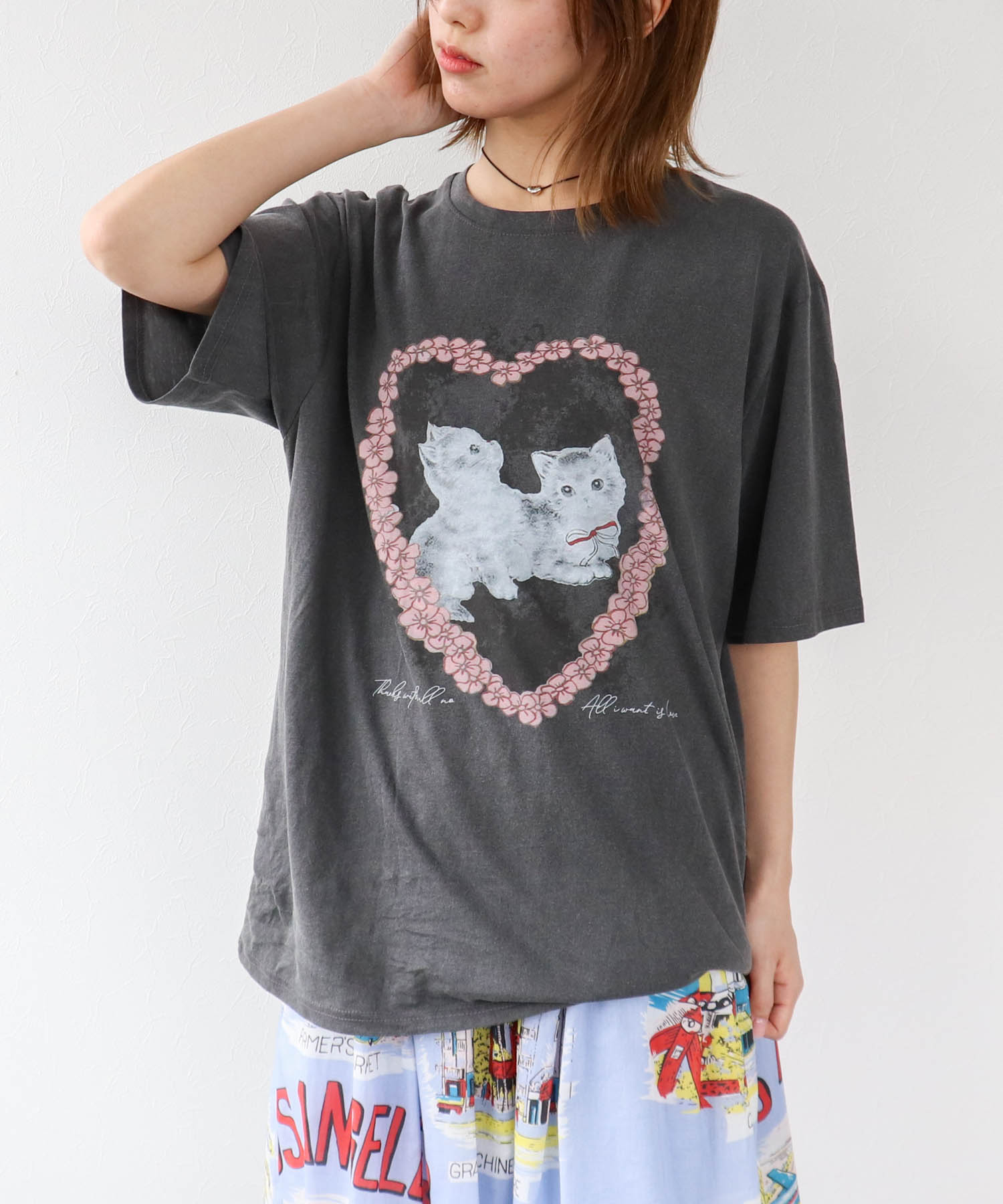 CAT柄Tシャツ