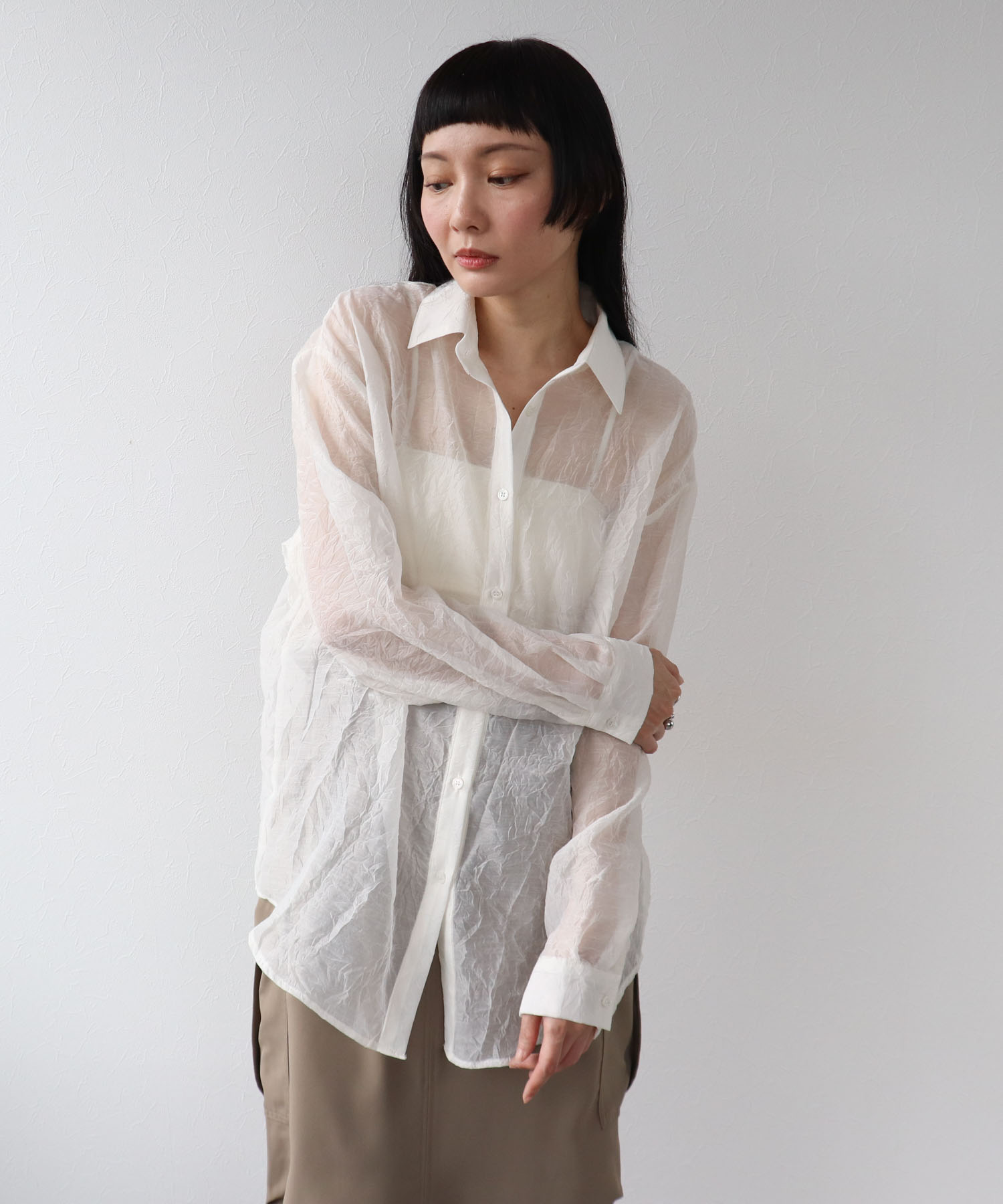 リンクル加工シアーブラウス