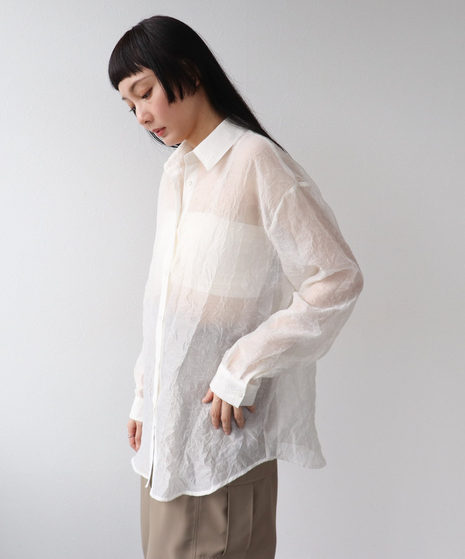 リンクル加工シアーブラウス