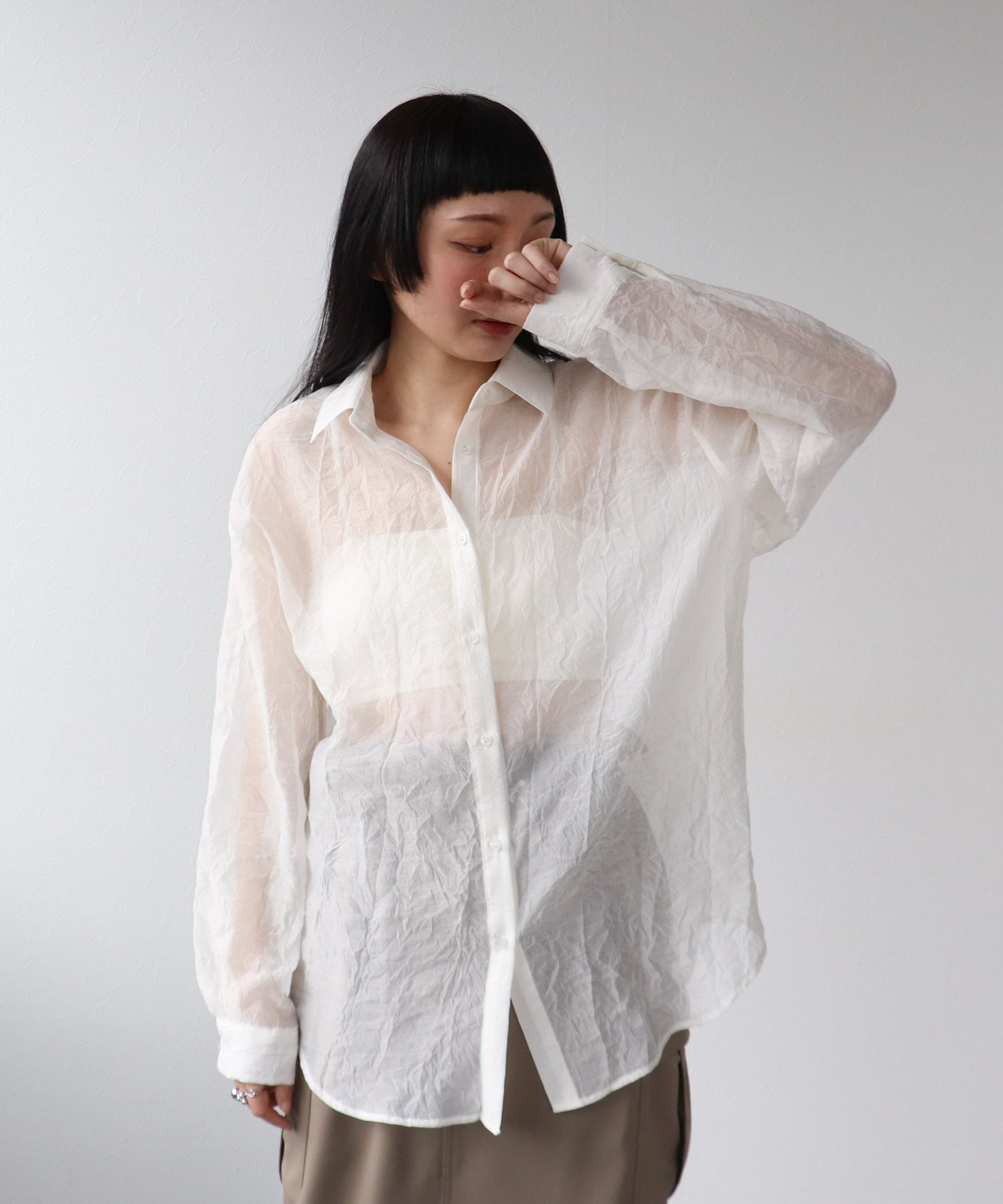 リンクル加工シアーブラウス