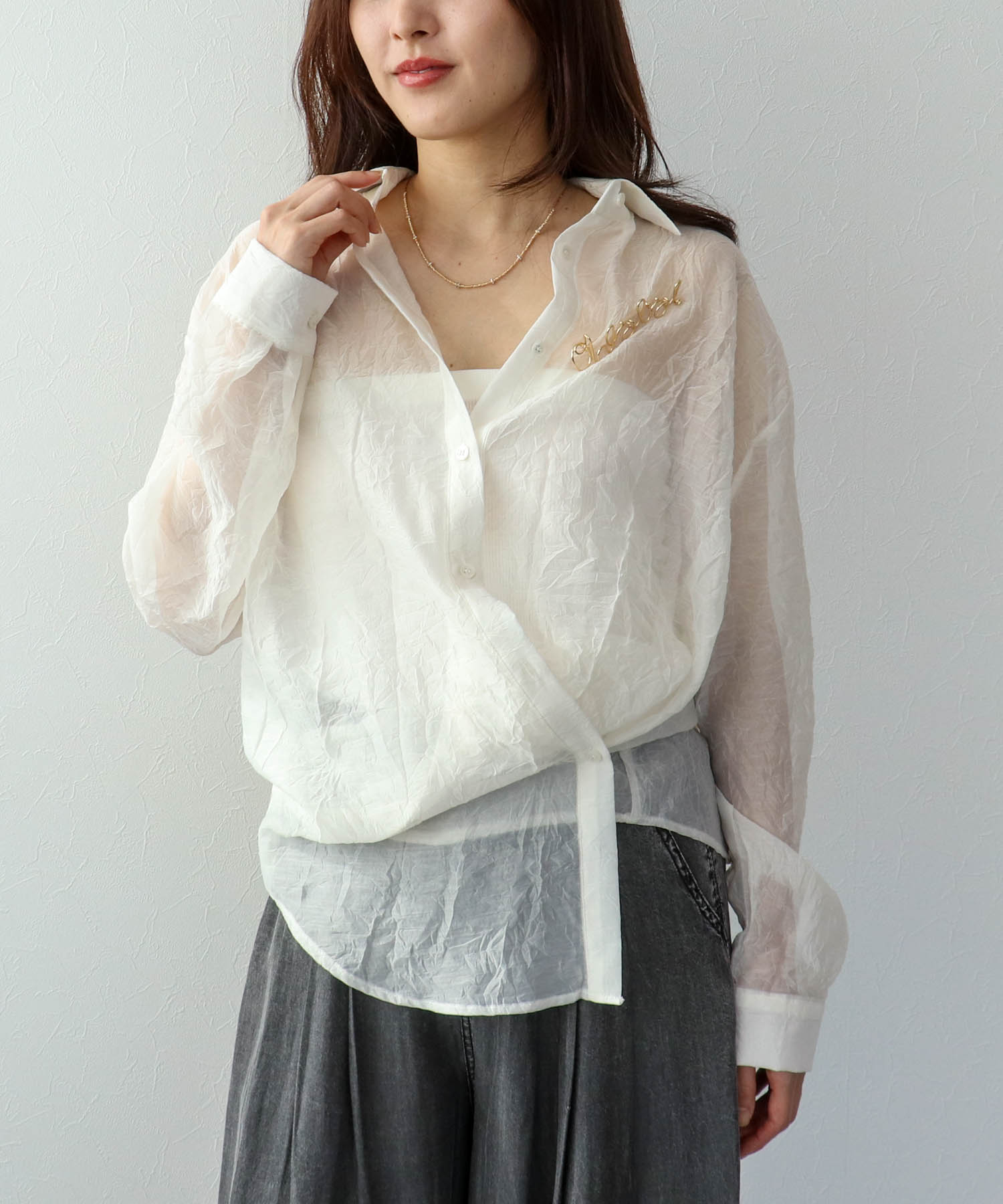 リンクル加工シアーブラウス