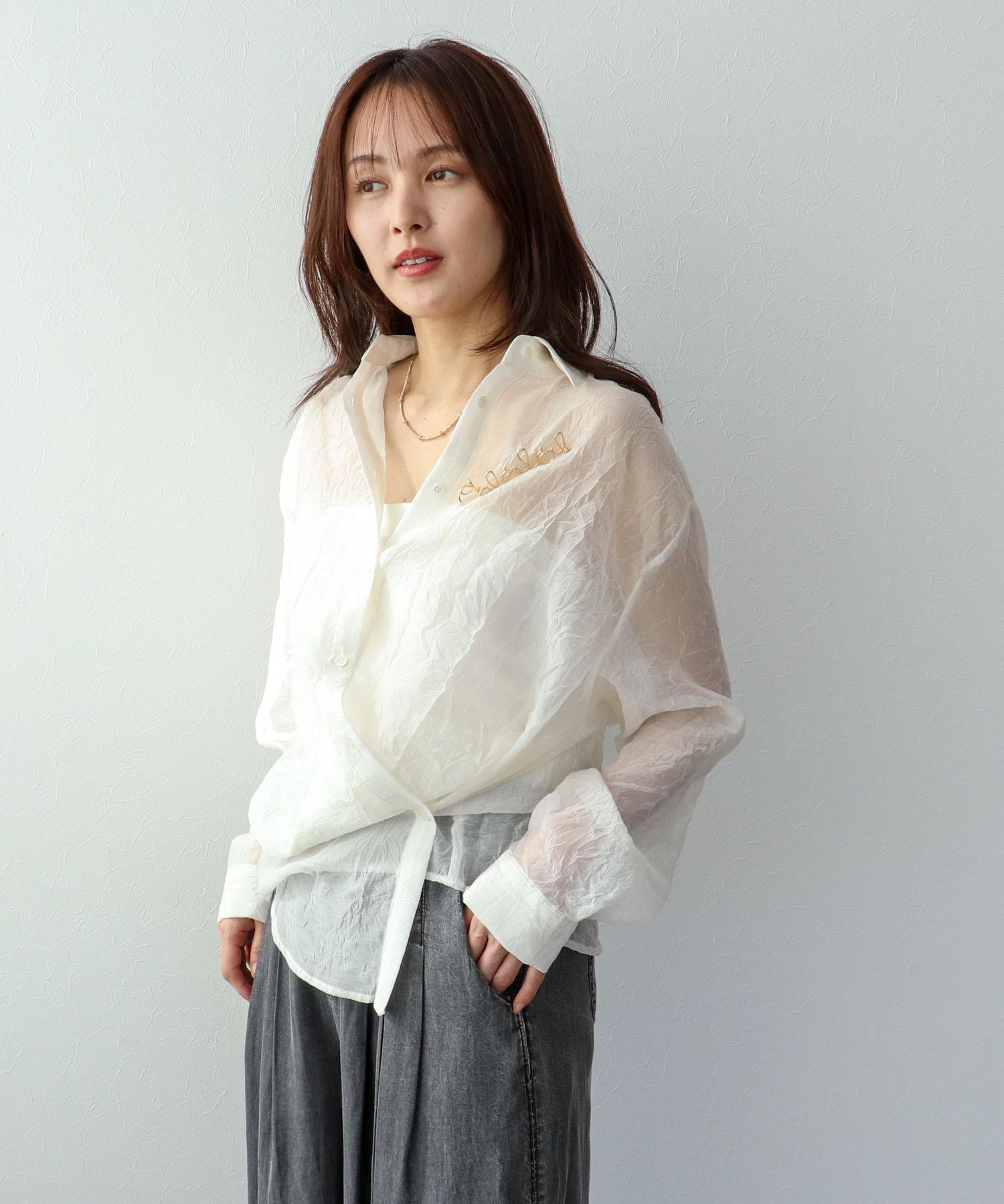 リンクル加工シアーブラウス
