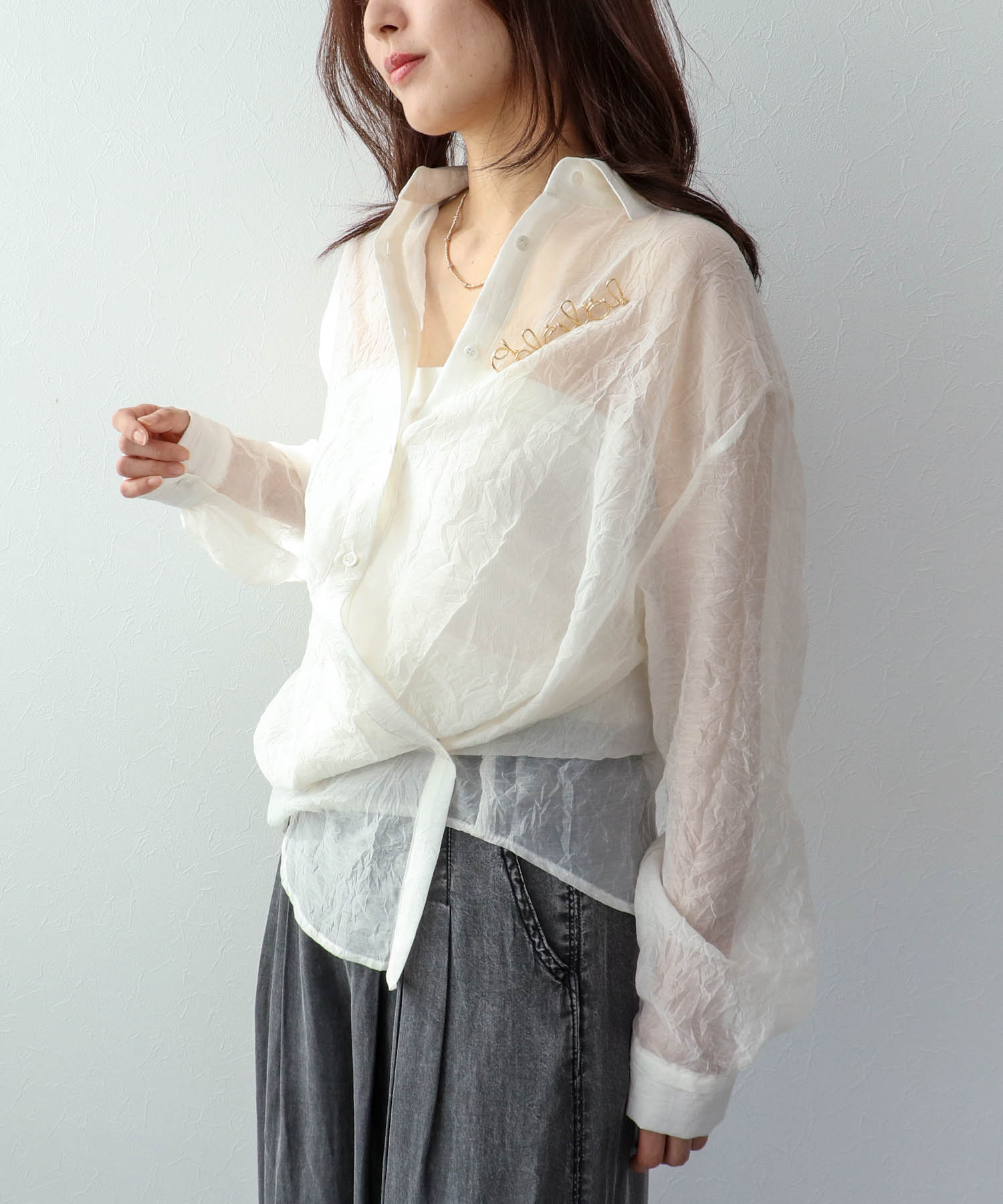 リンクル加工シアーブラウス