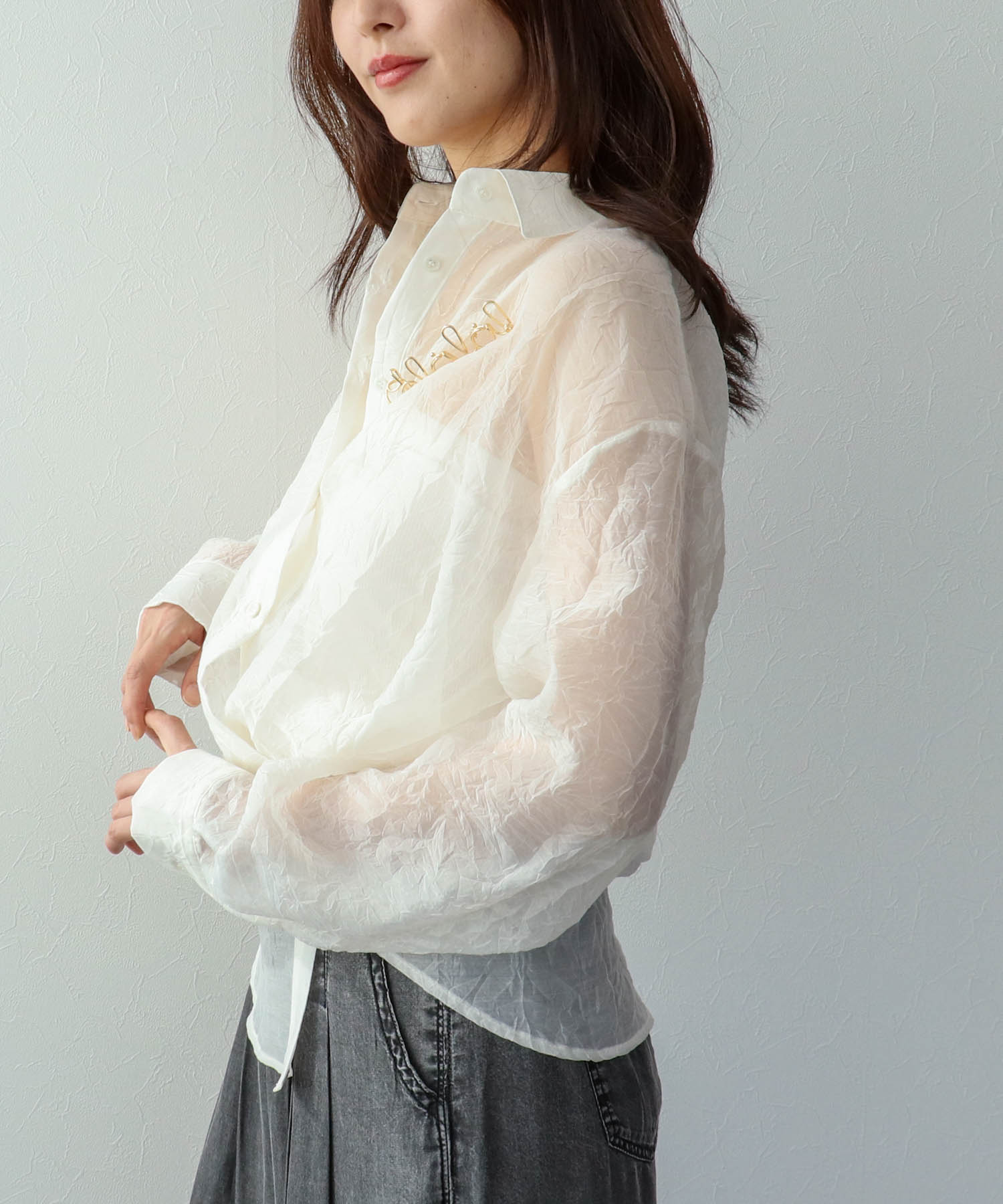 リンクル加工シアーブラウス