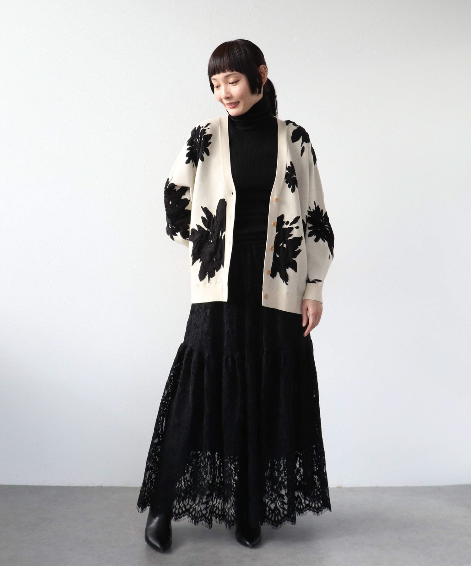 起毛レースギャザースカート