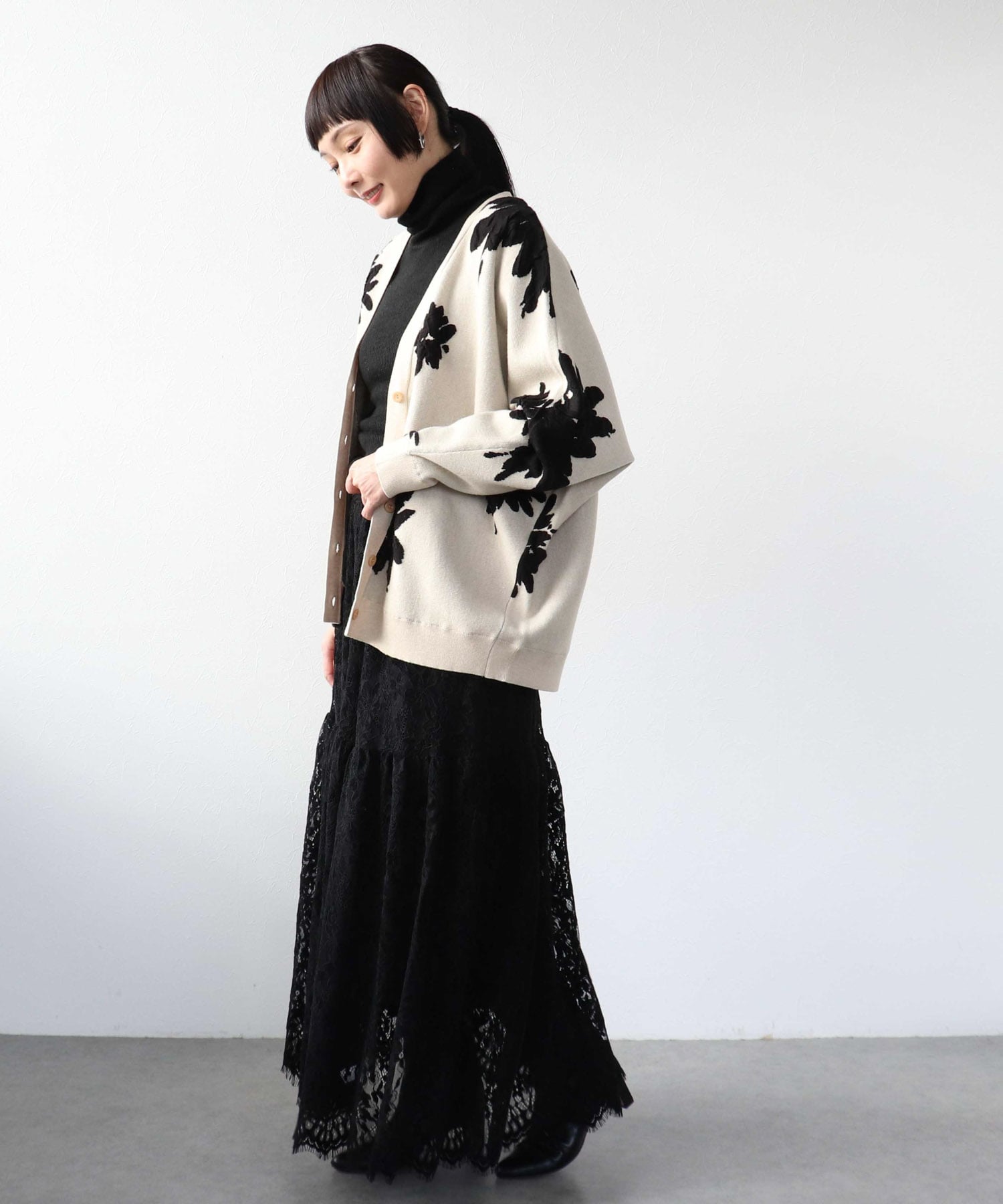 起毛レースギャザースカート