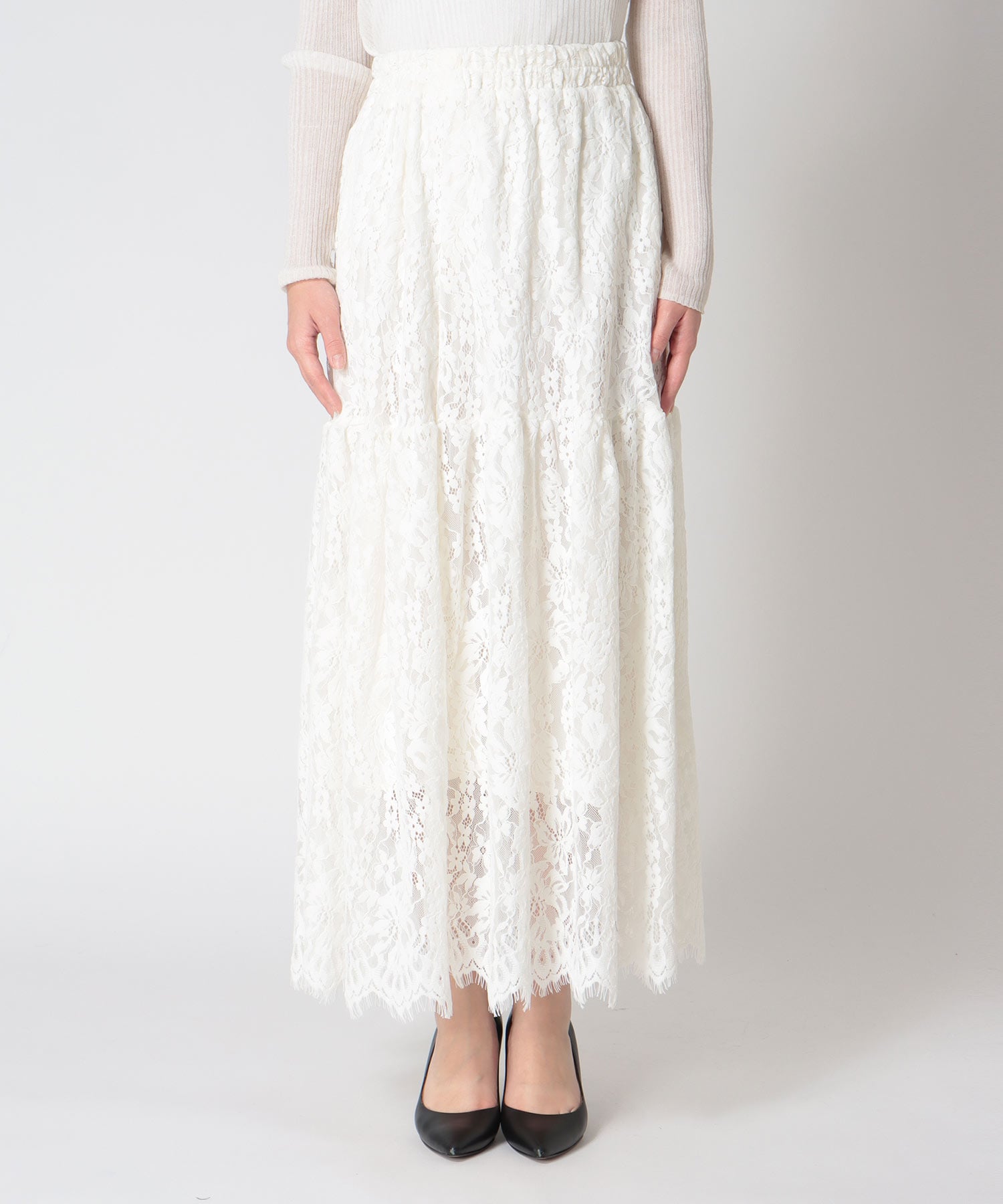 起毛レースギャザースカート