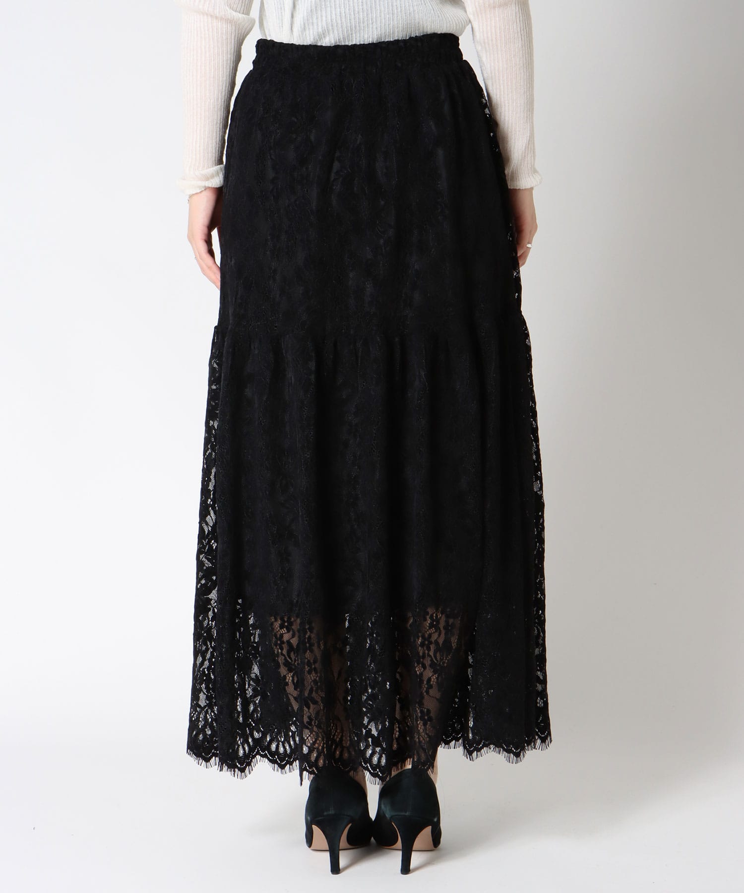 起毛レースギャザースカート