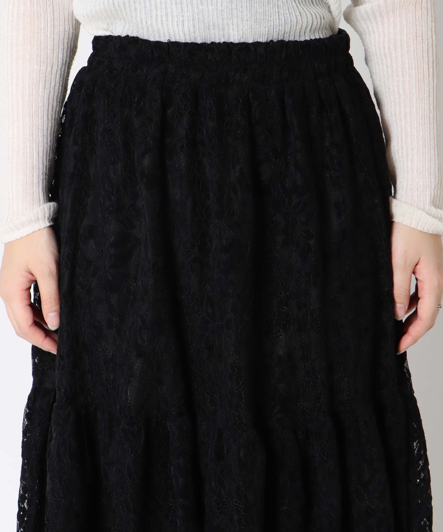 起毛レースギャザースカート