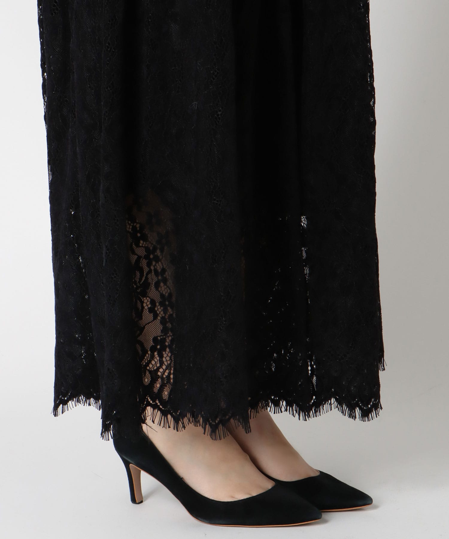 起毛レースギャザースカート