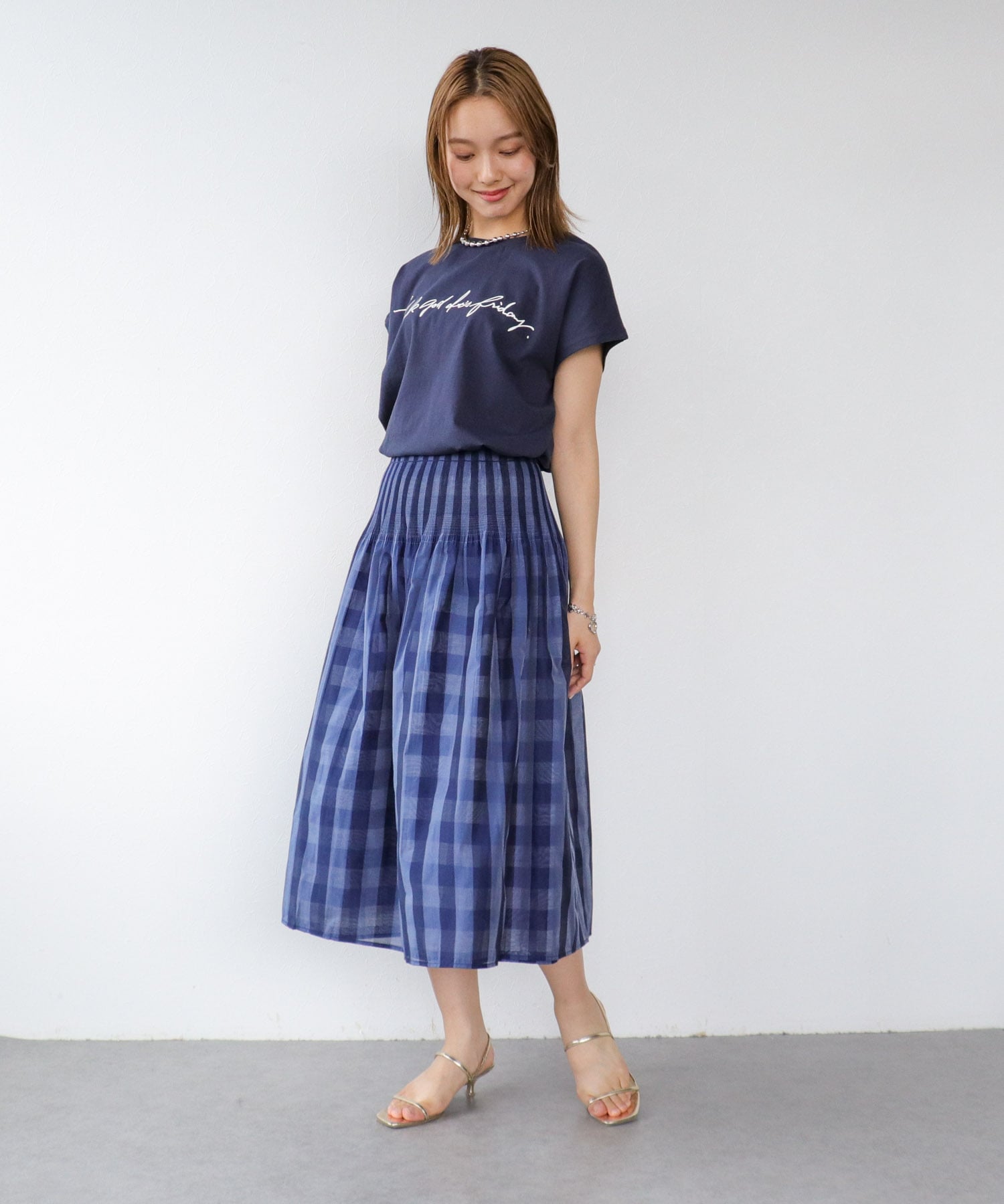 Check柄リバーシブルスカート
