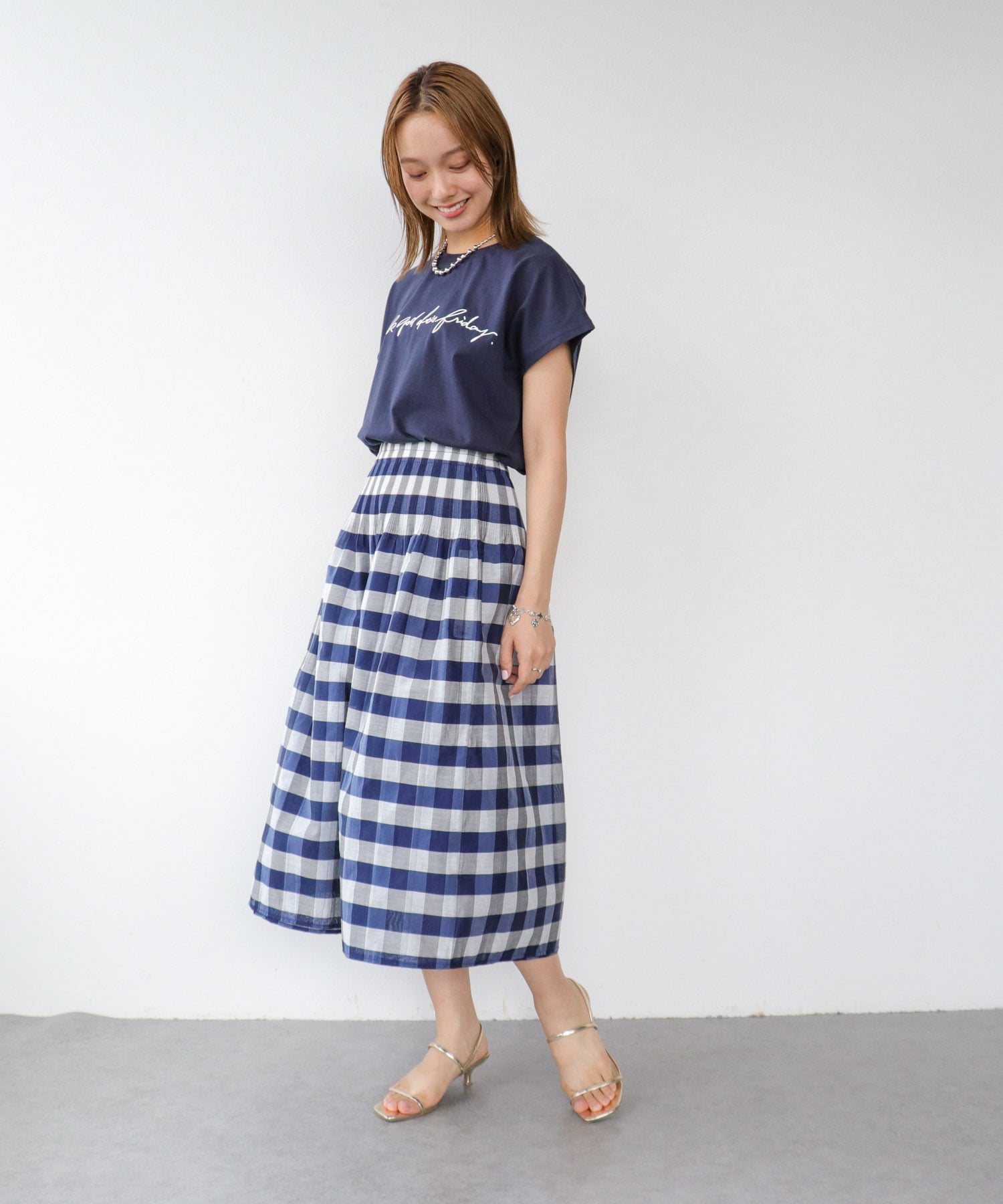 Check柄リバーシブルスカート