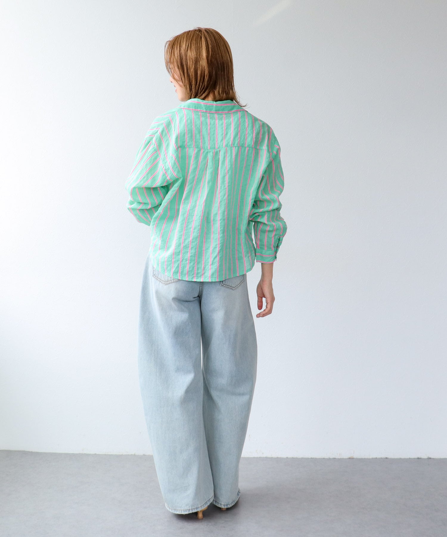 蛍光ストライプ柄シャツ