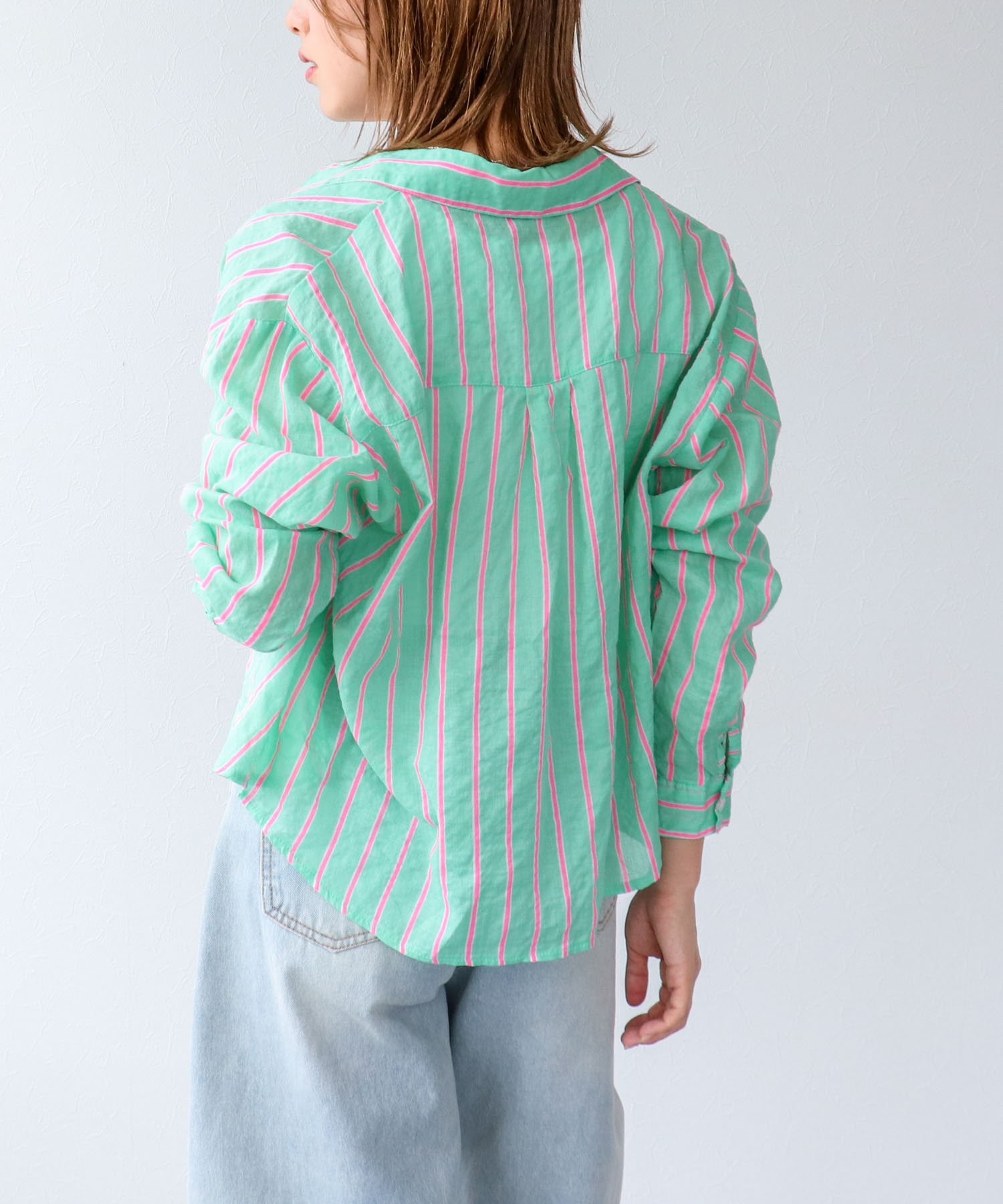 蛍光ストライプ柄シャツ