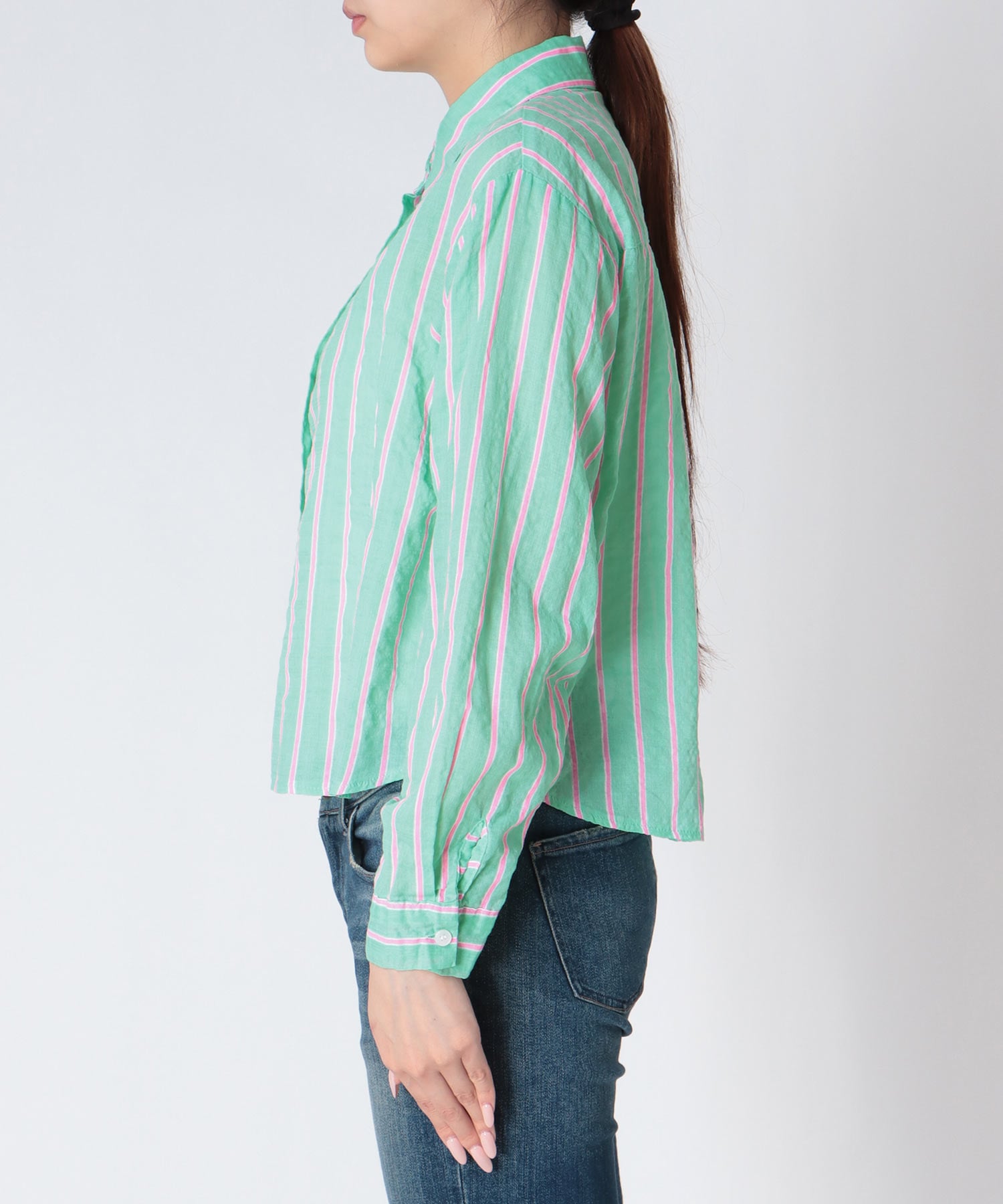 蛍光ストライプ柄シャツ
