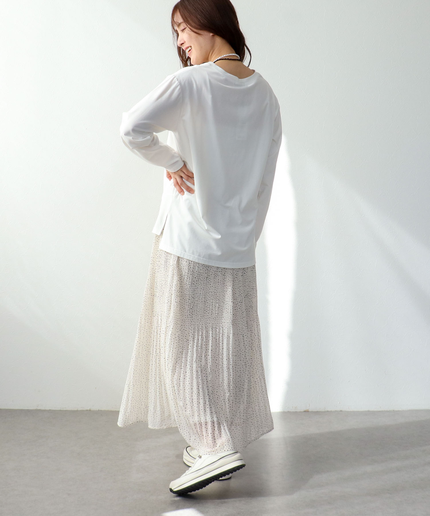 ピンクシルバー箔プリントロンT