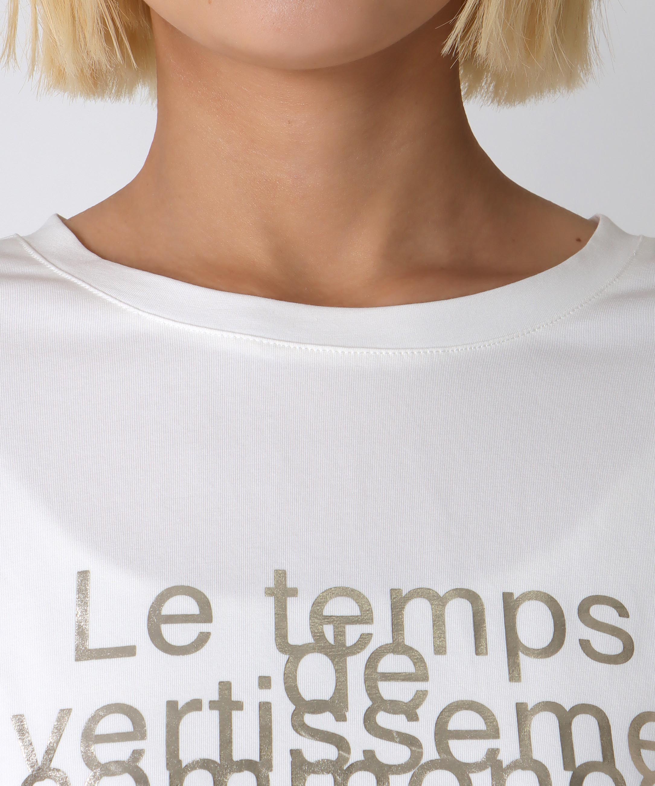 ピンクシルバー箔プリントロンT