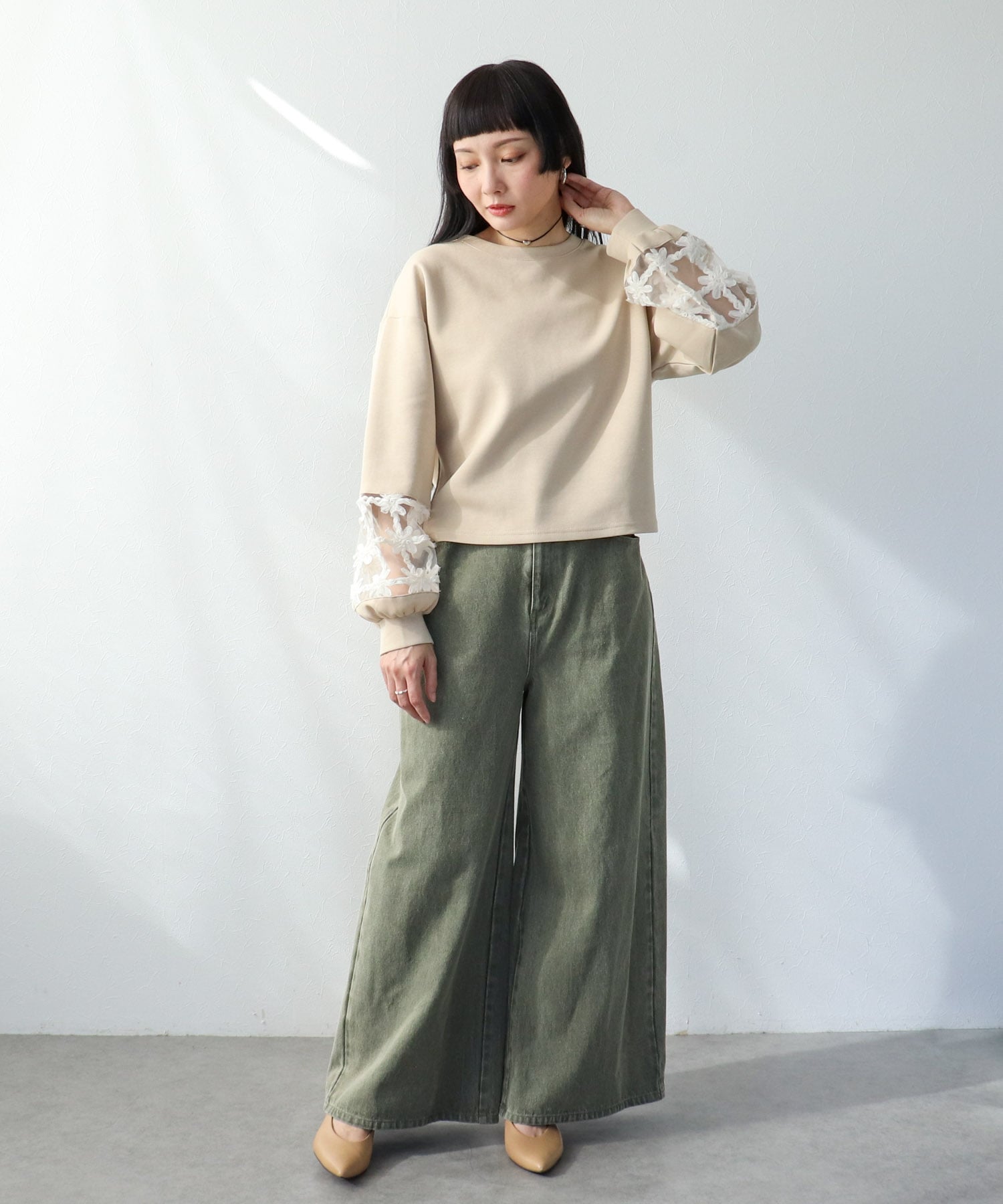 立体レース切替プルオーバー