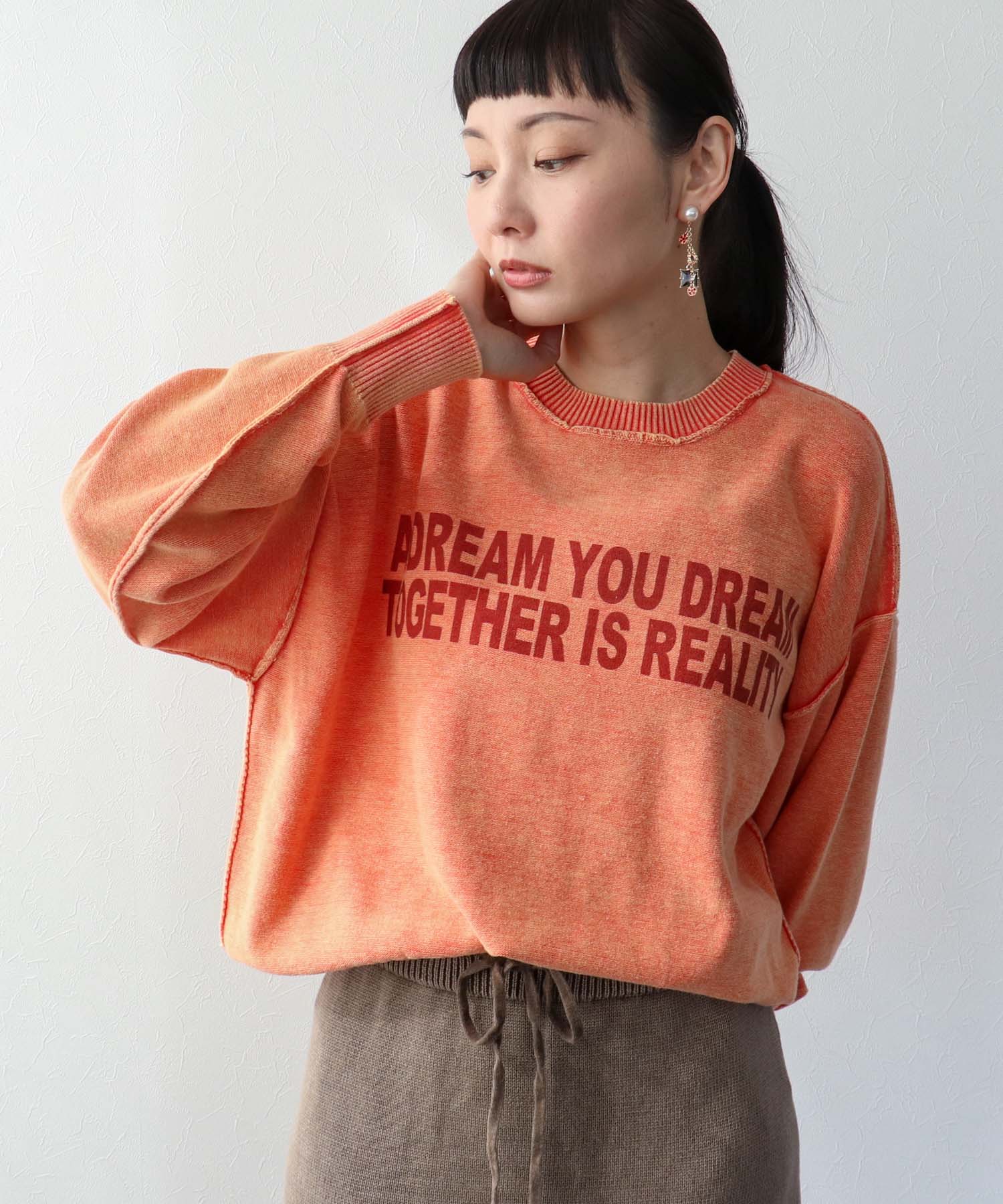 ケミカルウォッシュクルーロゴプルオーバー