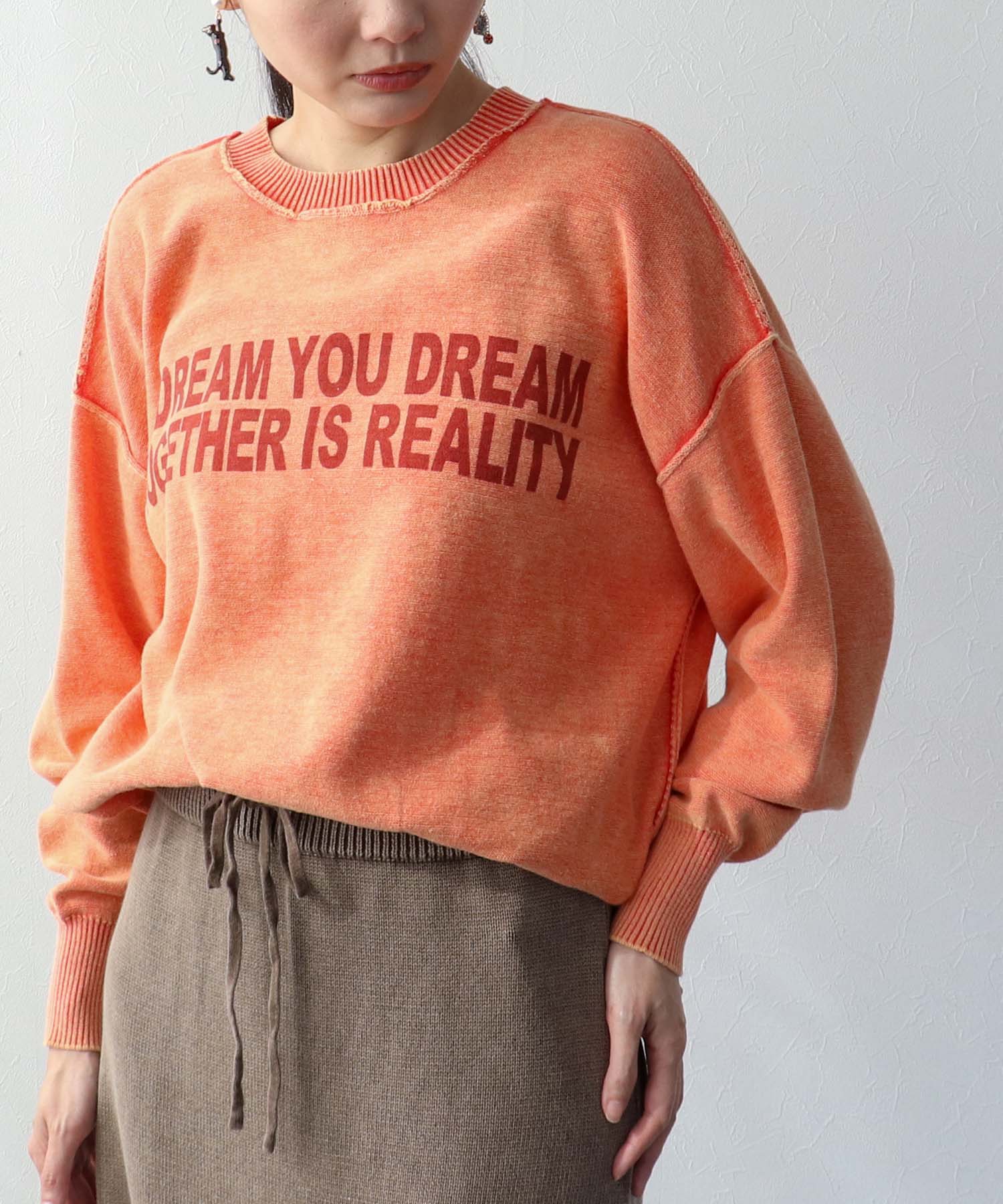 ケミカルウォッシュクルーロゴプルオーバー