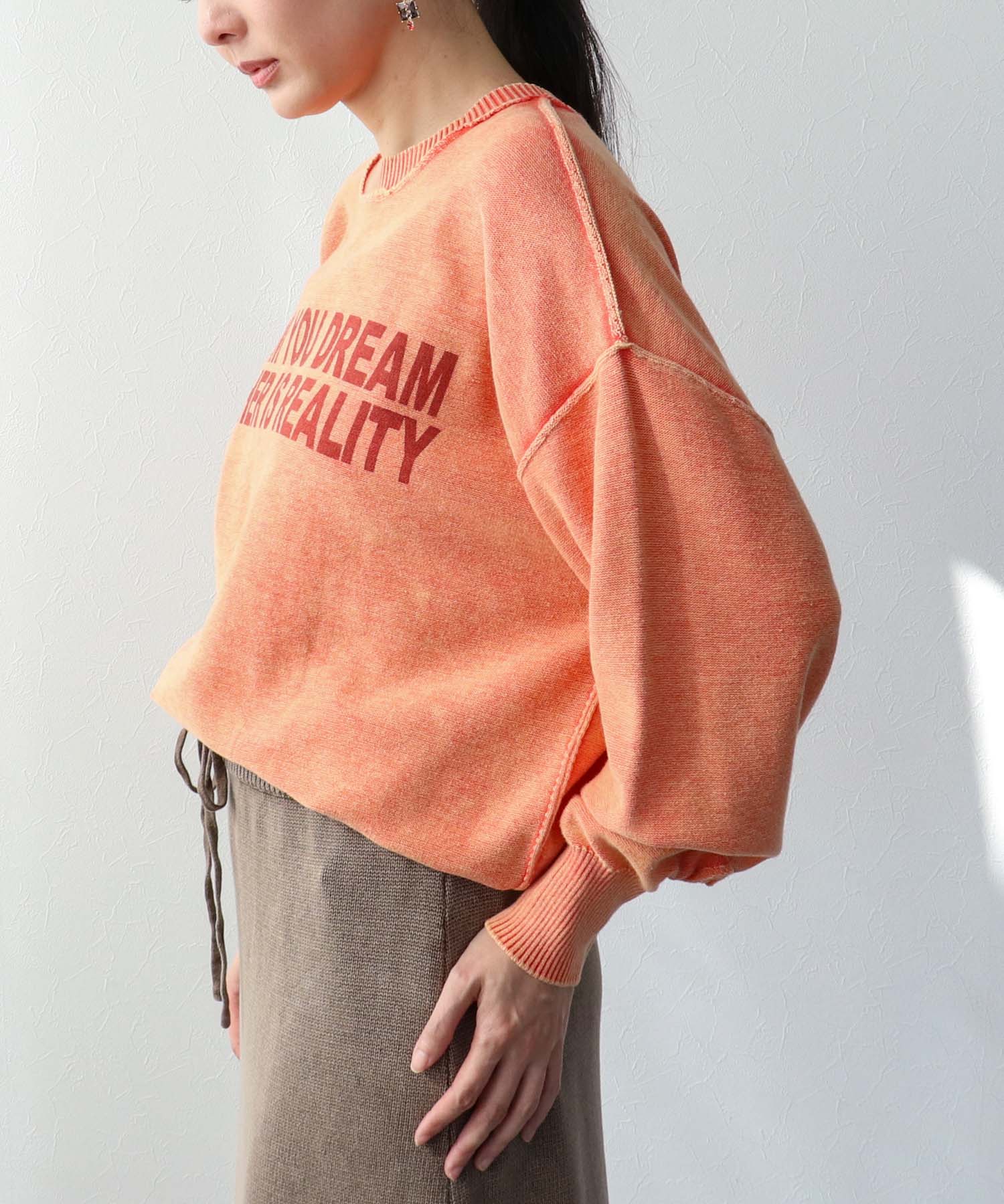 ケミカルウォッシュクルーロゴプルオーバー