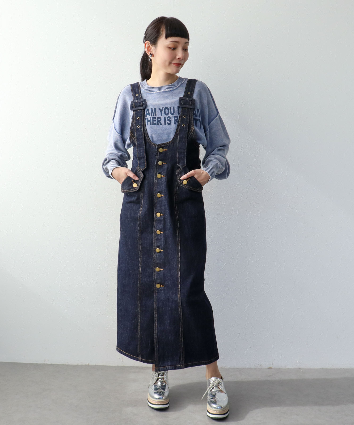 ケミカルウォッシュクルーロゴプルオーバー