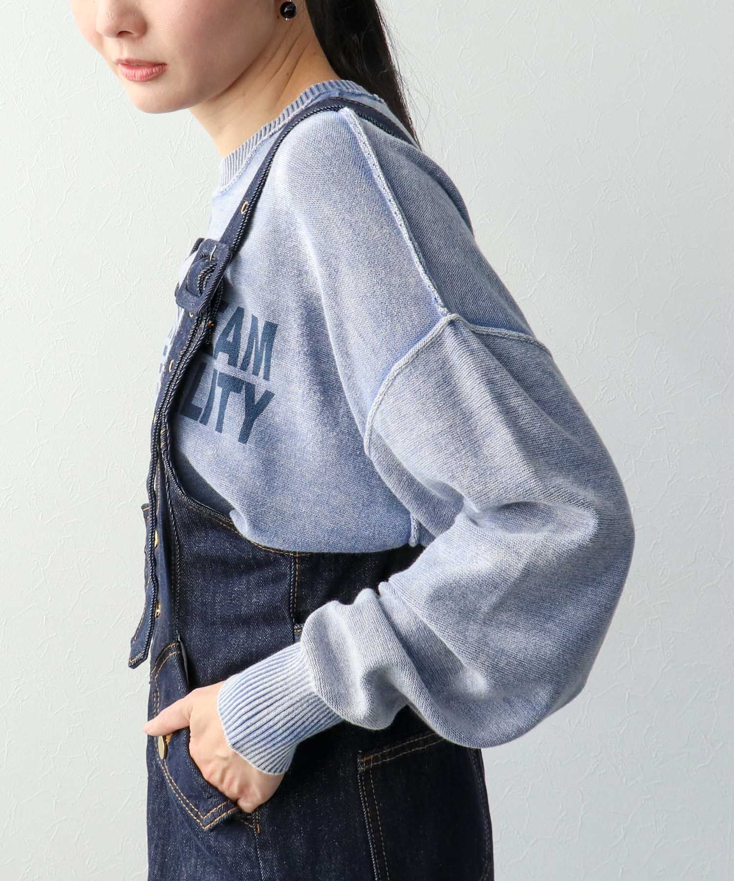 ケミカルウォッシュクルーロゴプルオーバー