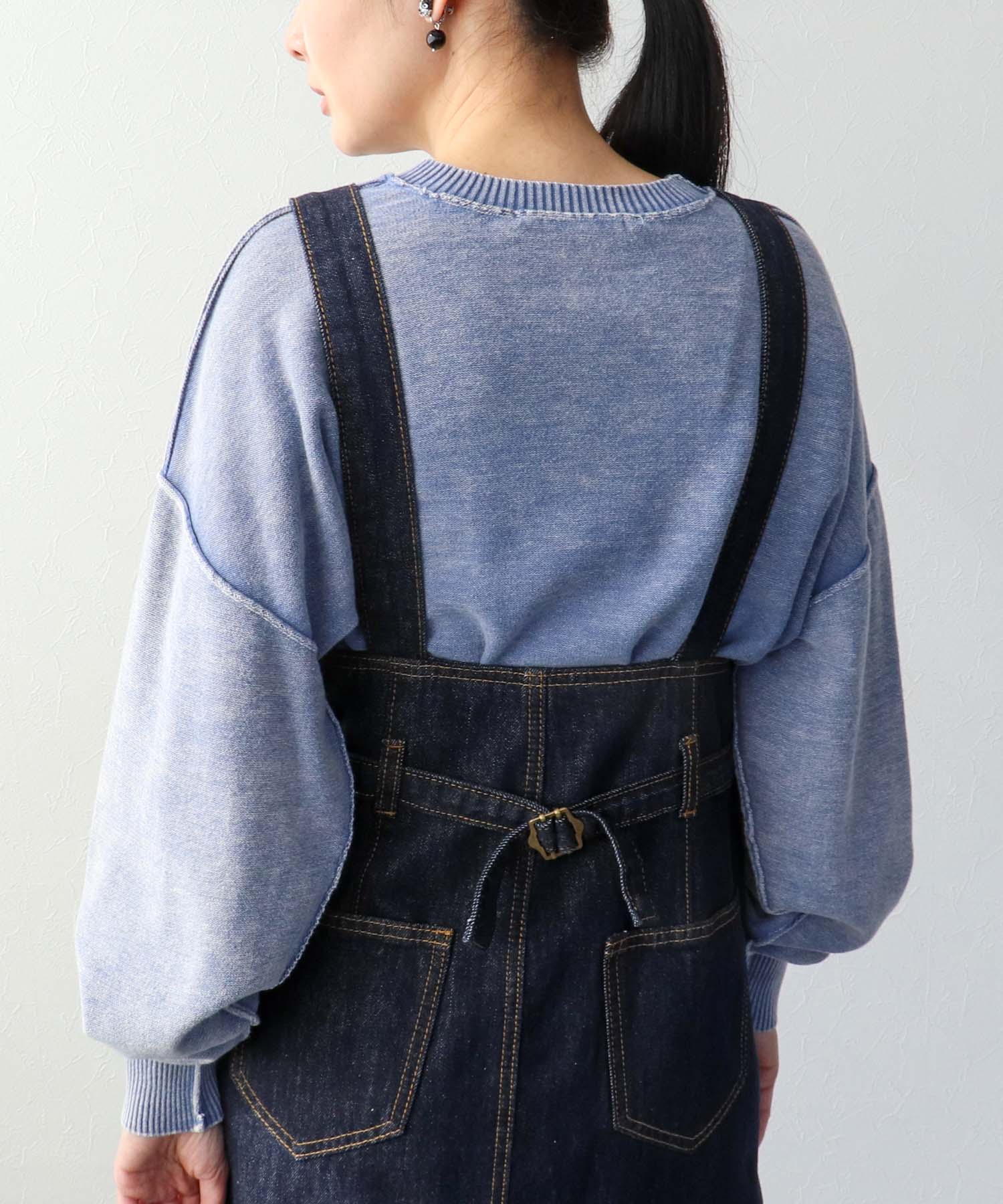 ケミカルウォッシュクルーロゴプルオーバー