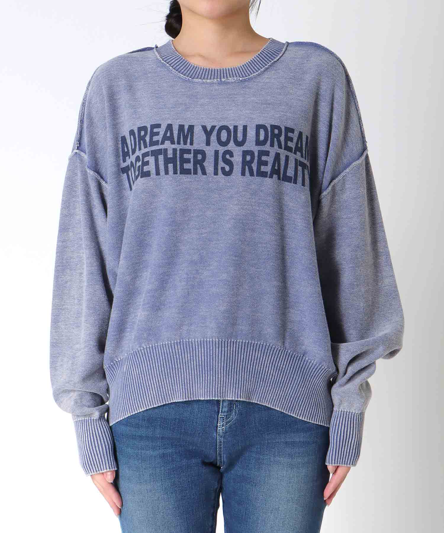 ケミカルウォッシュクルーロゴプルオーバー