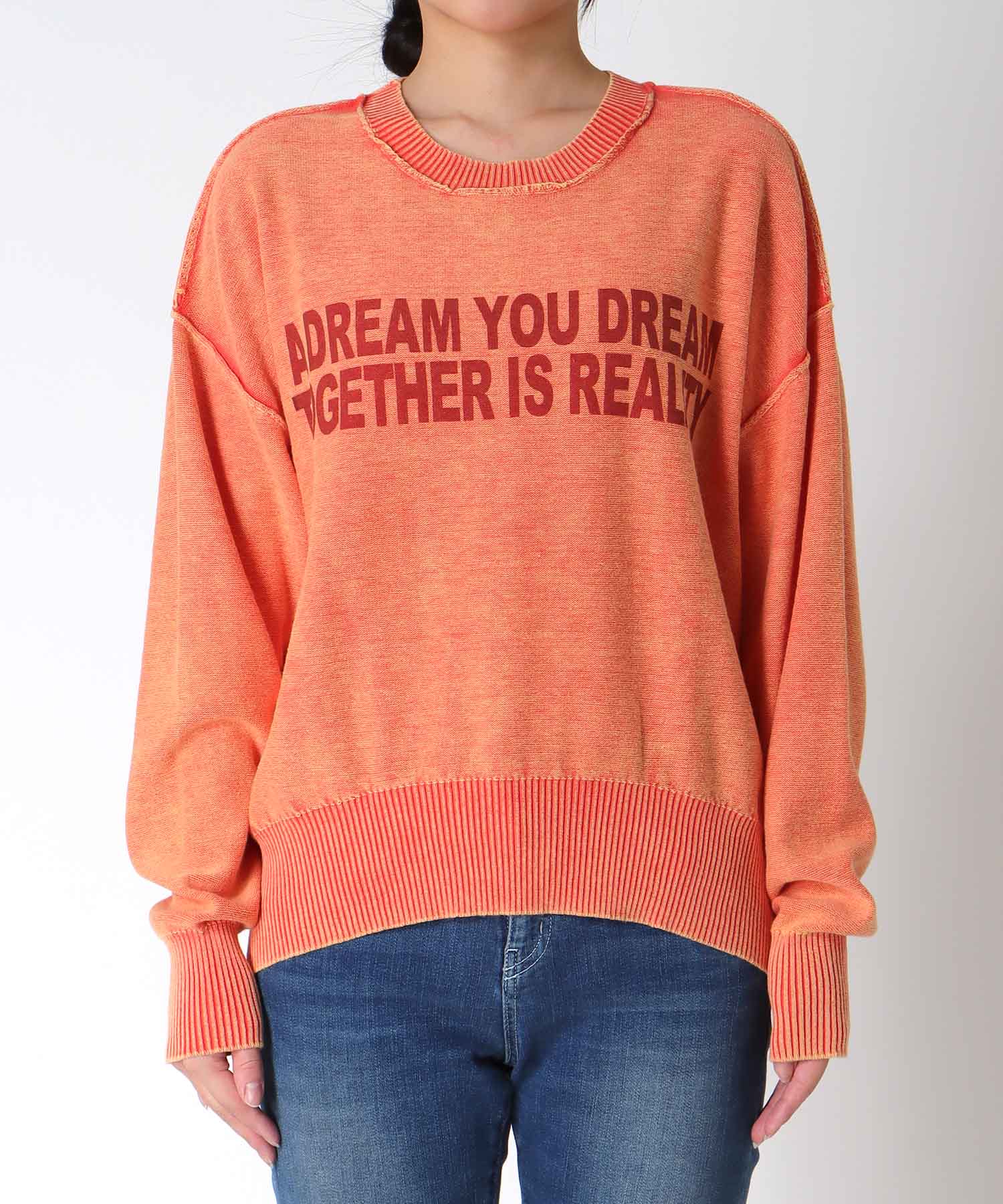 ケミカルウォッシュクルーロゴプルオーバー