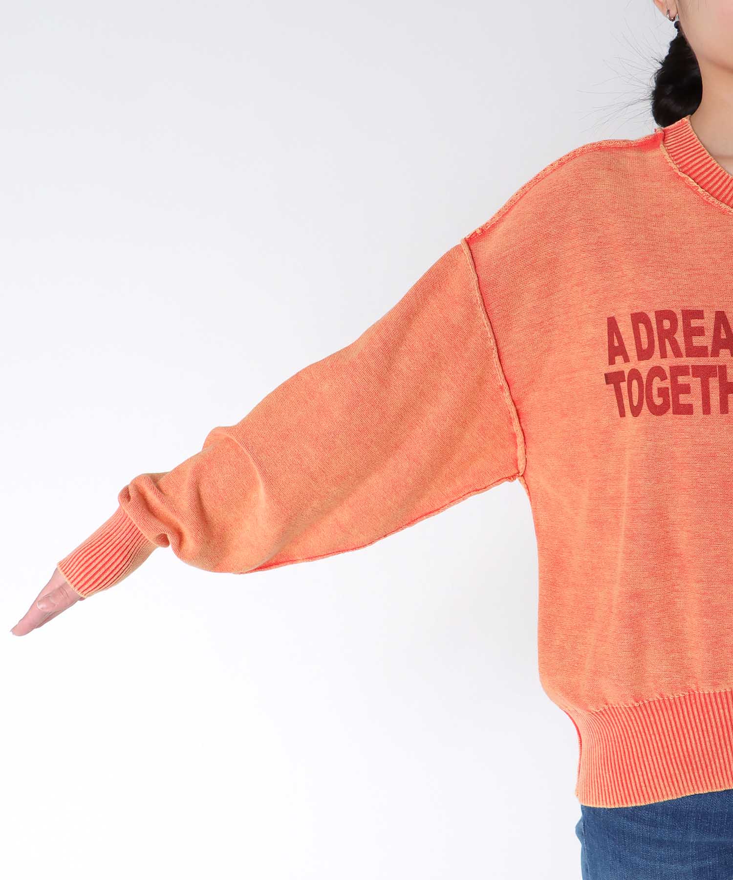 ケミカルウォッシュクルーロゴプルオーバー