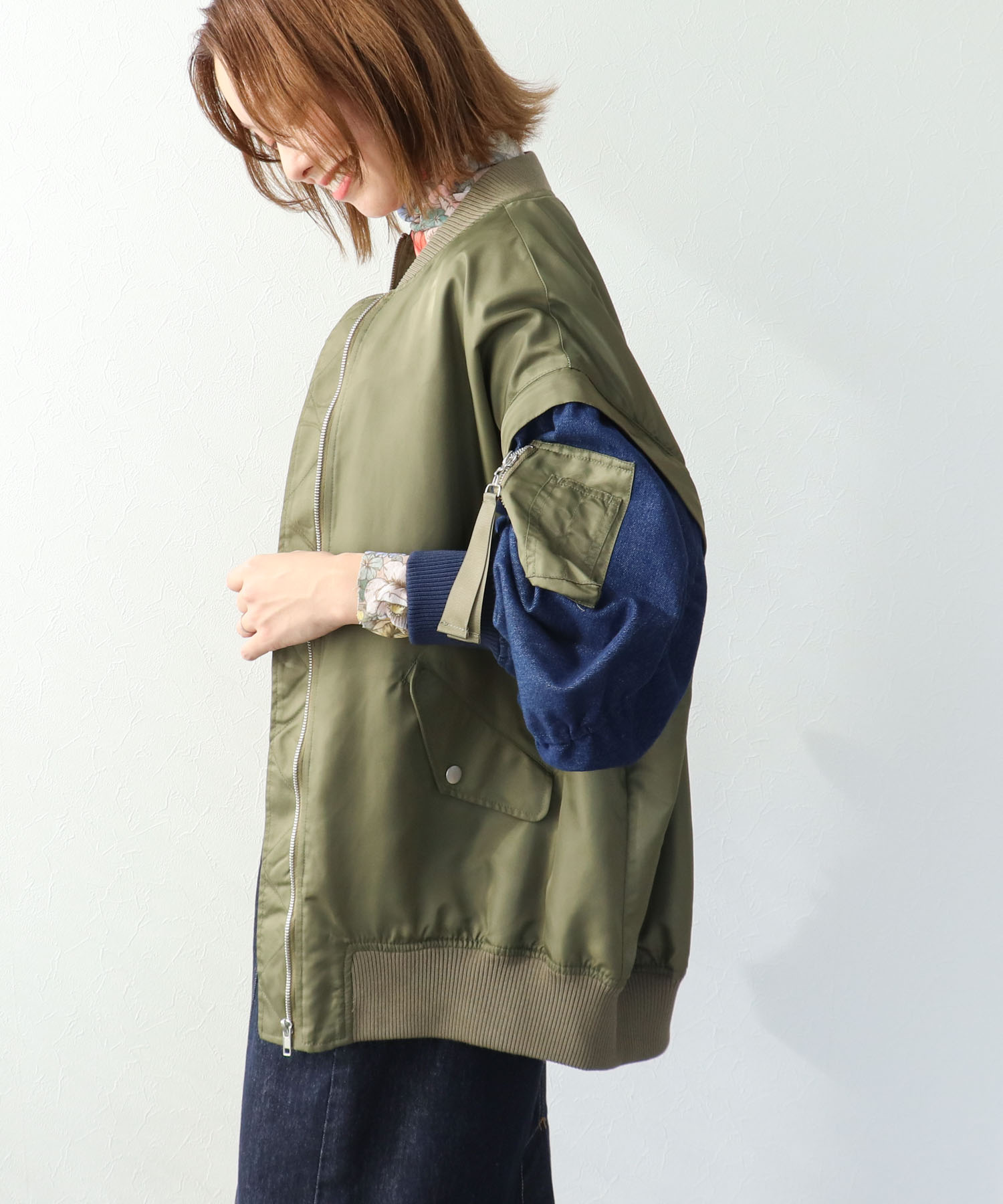 デニムスリーブ2wayMA-1ブルゾン