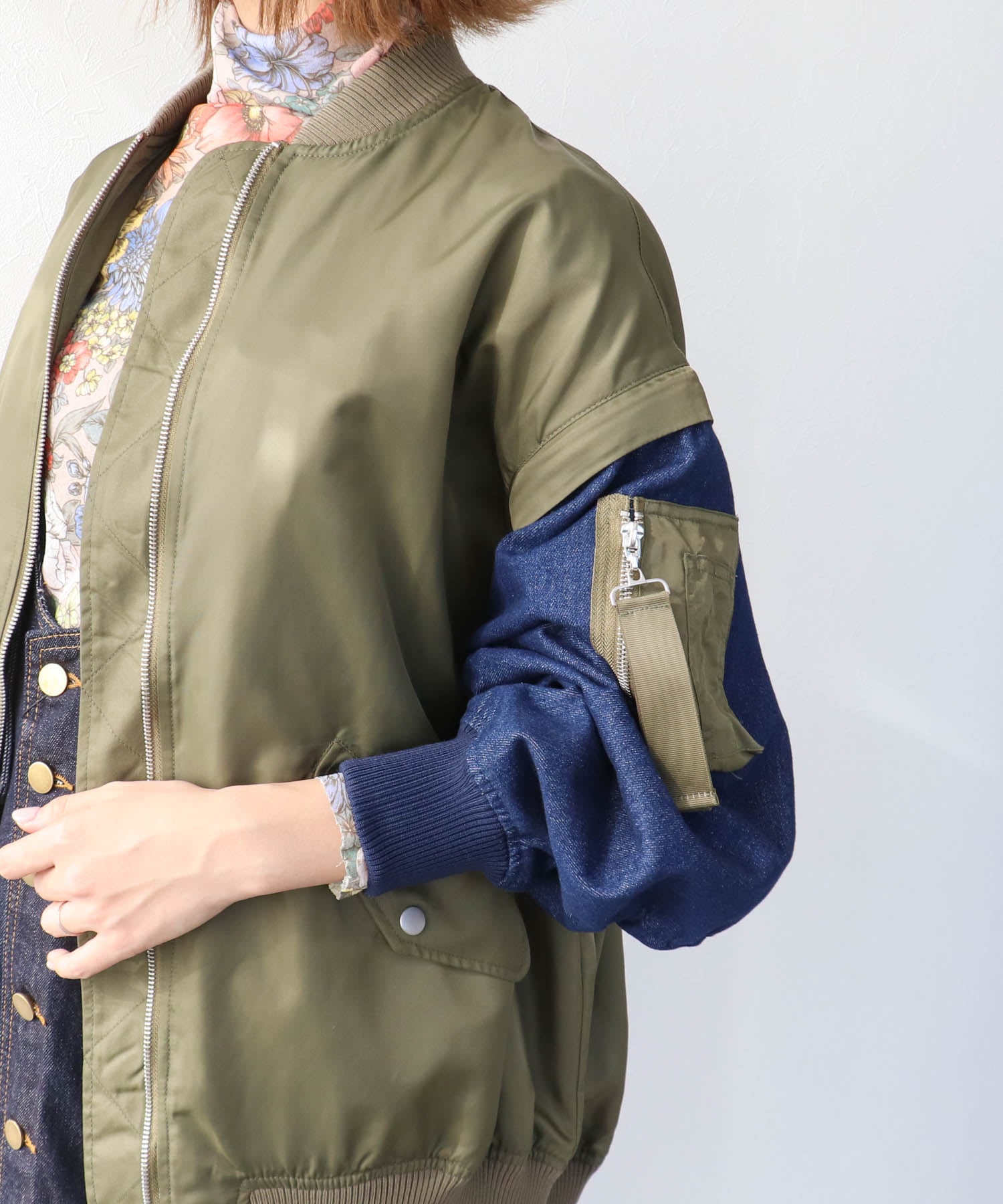 デニムスリーブ2wayMA-1ブルゾン