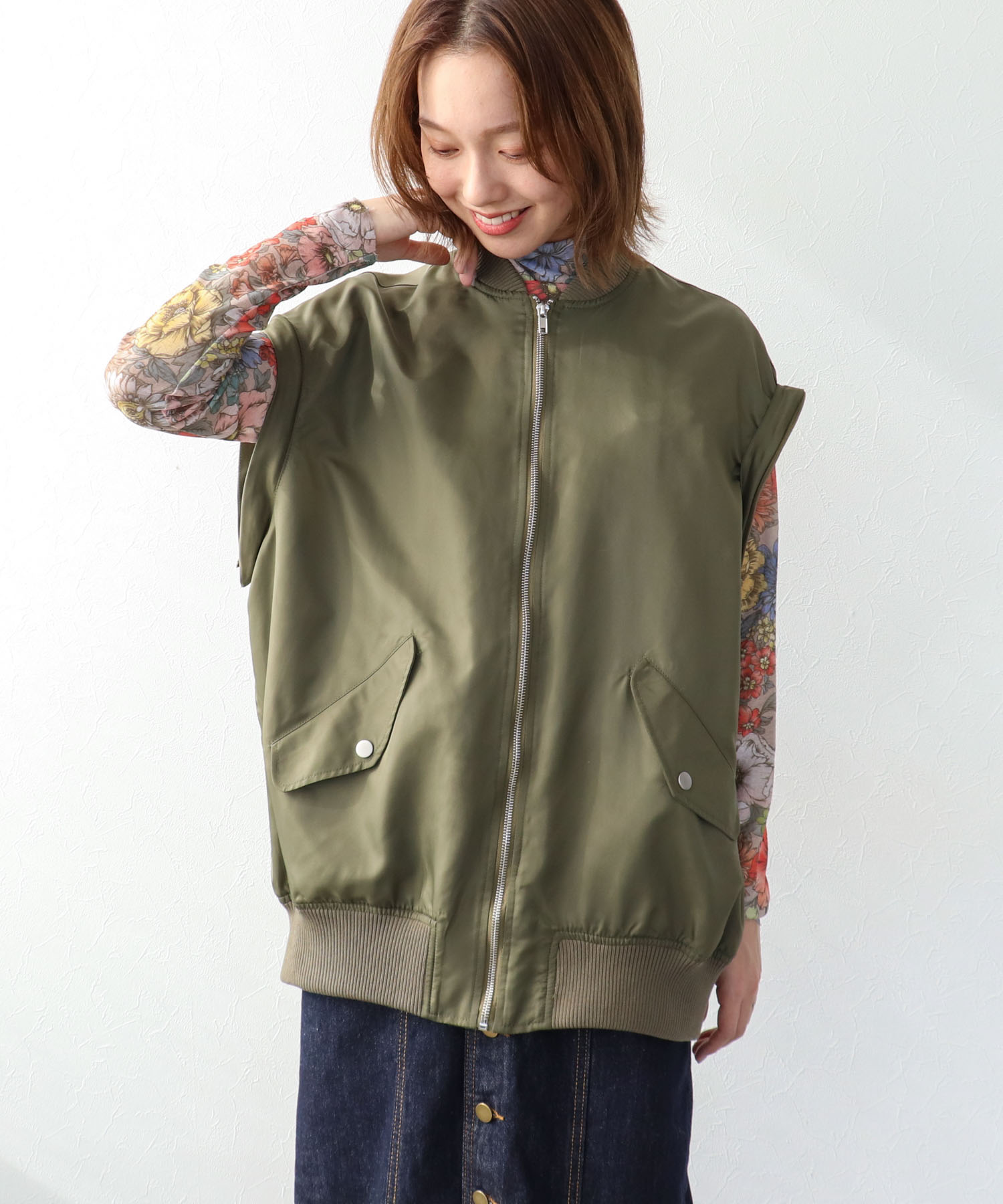 デニムスリーブ2wayMA-1ブルゾン