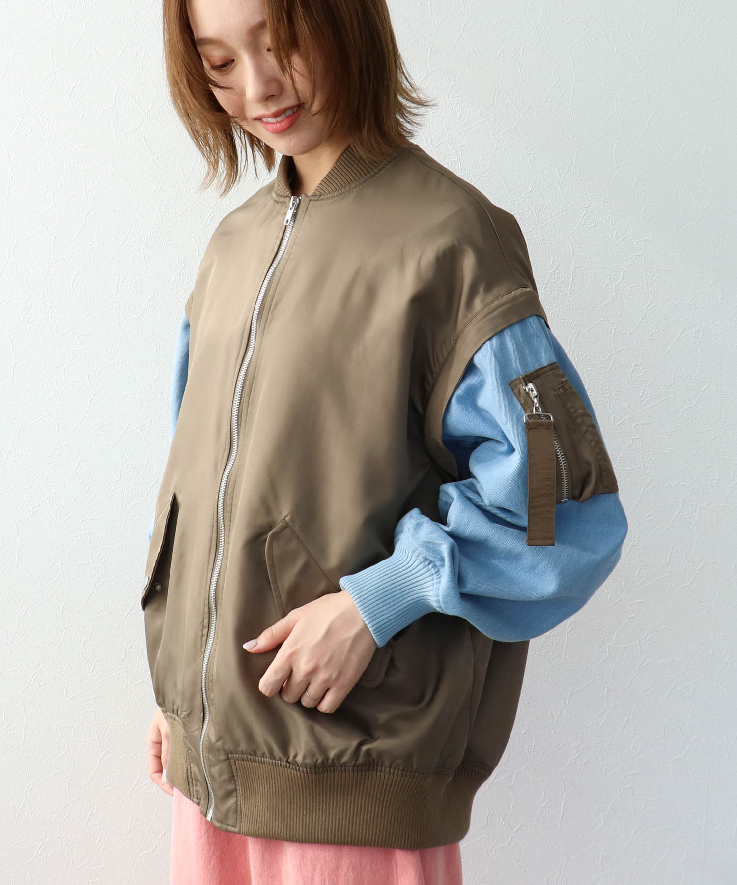 デニムスリーブ2wayMA-1ブルゾン